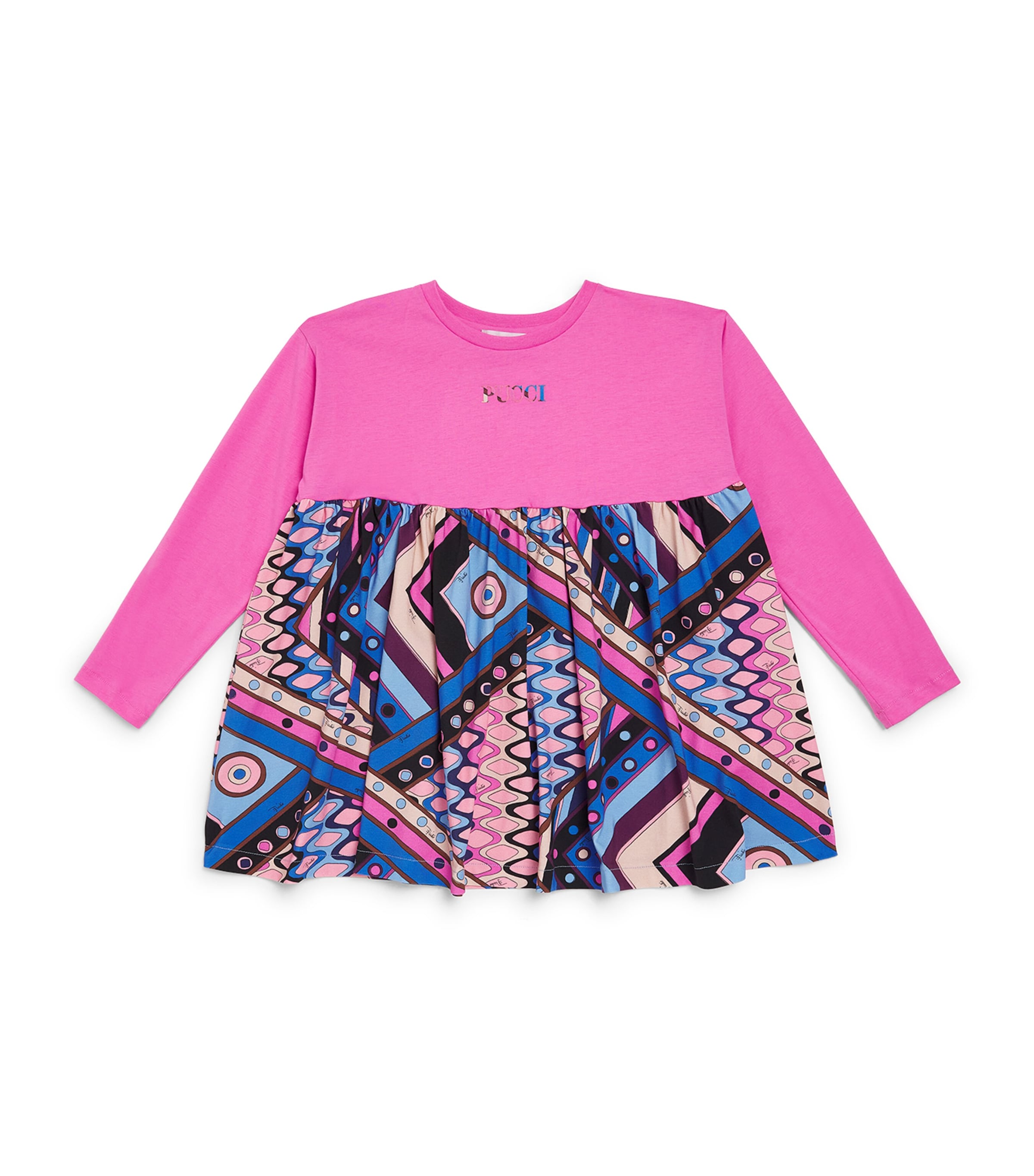 Pucci Junior Kids' Cotton Vivara Print Shirt Dress In Pink