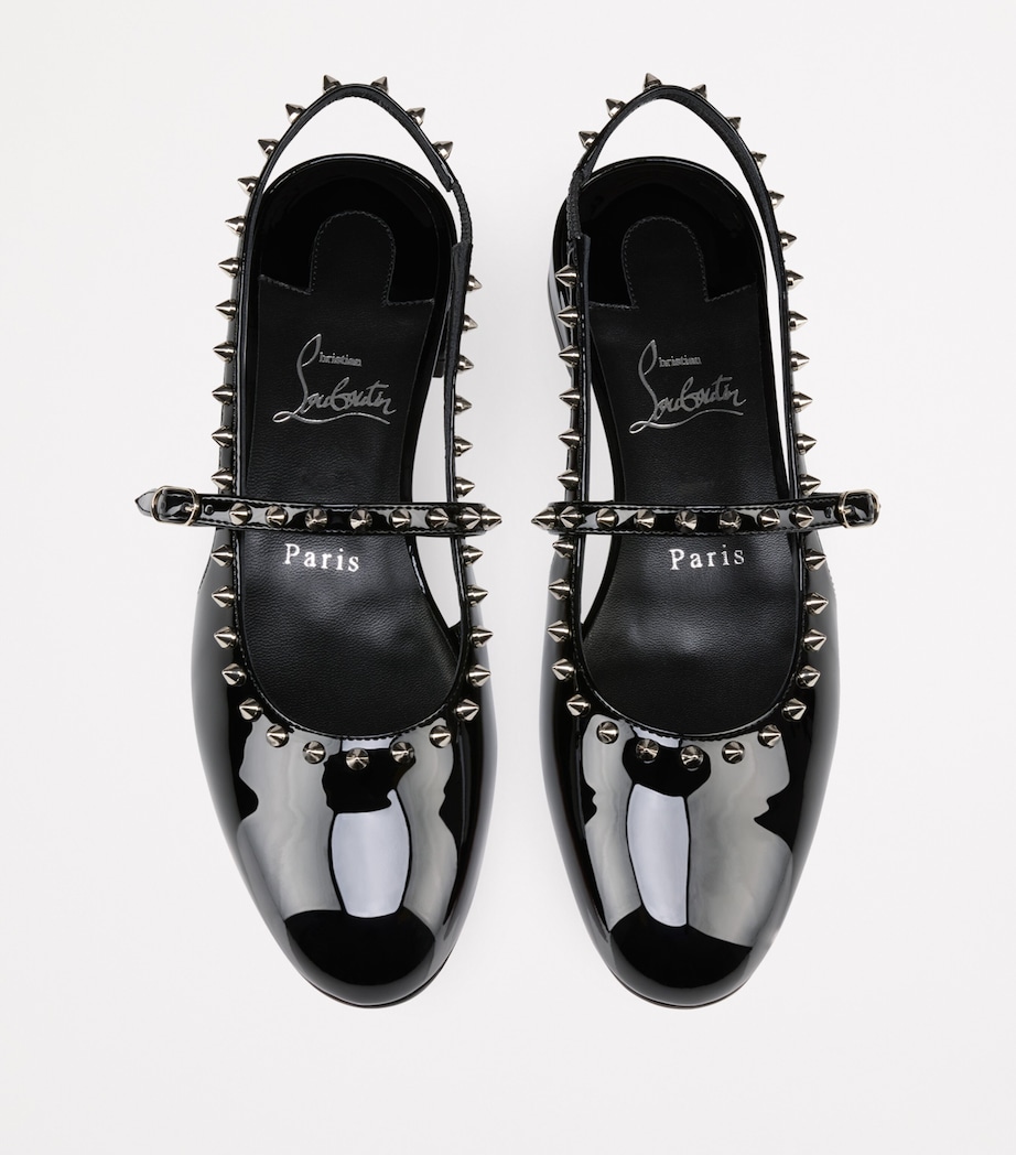 Sweet Jani Spike Patent Leather Slingback Flats B439 Image 4