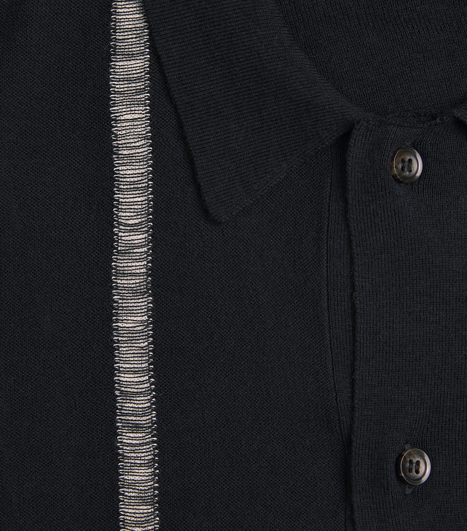 COMMAS Mens Cotton-Cashmere Stripe Cardigan Black Image 6
