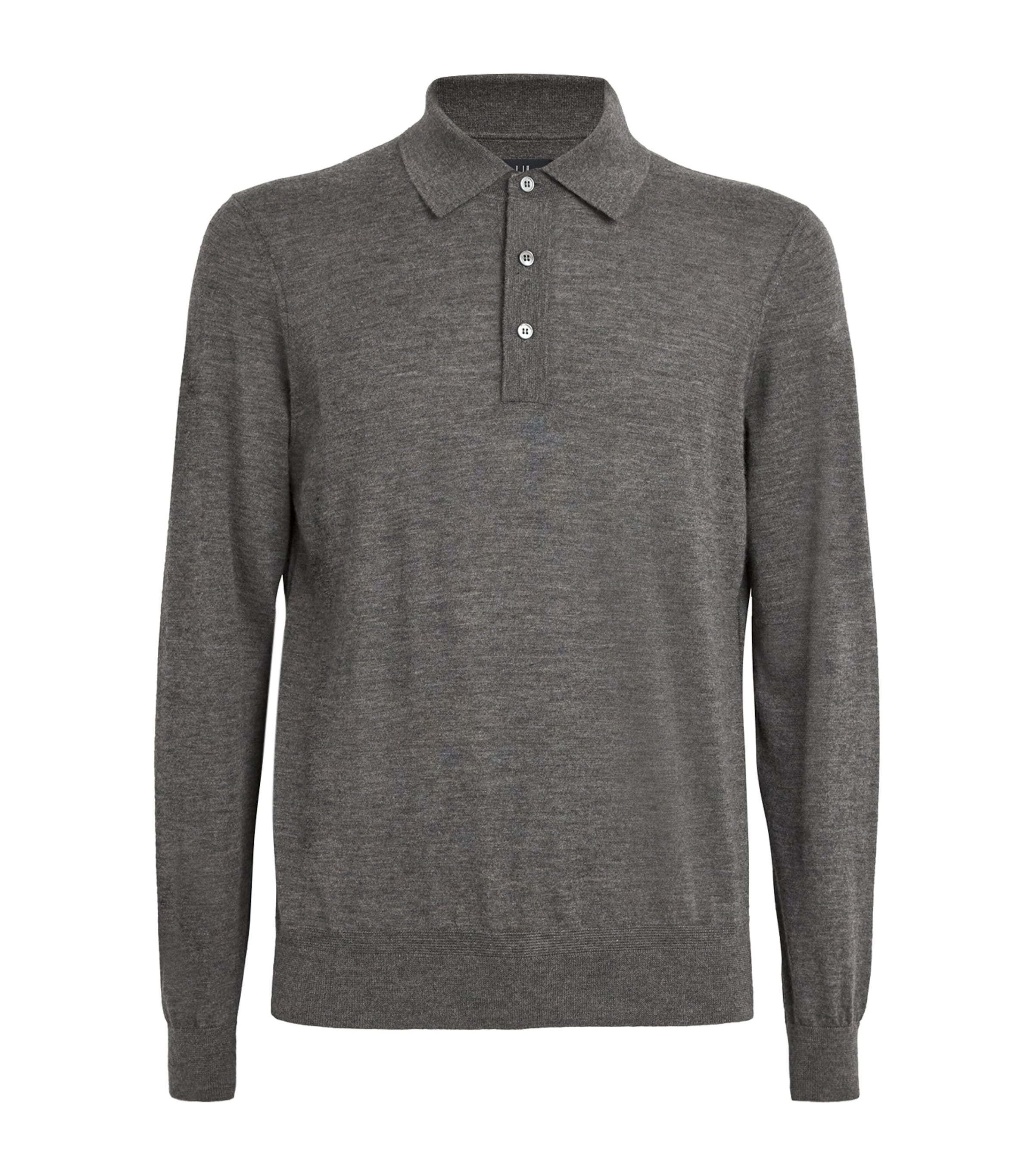 DUNHILL CASHMERE LONG-SLEEVE POLO SHIRT