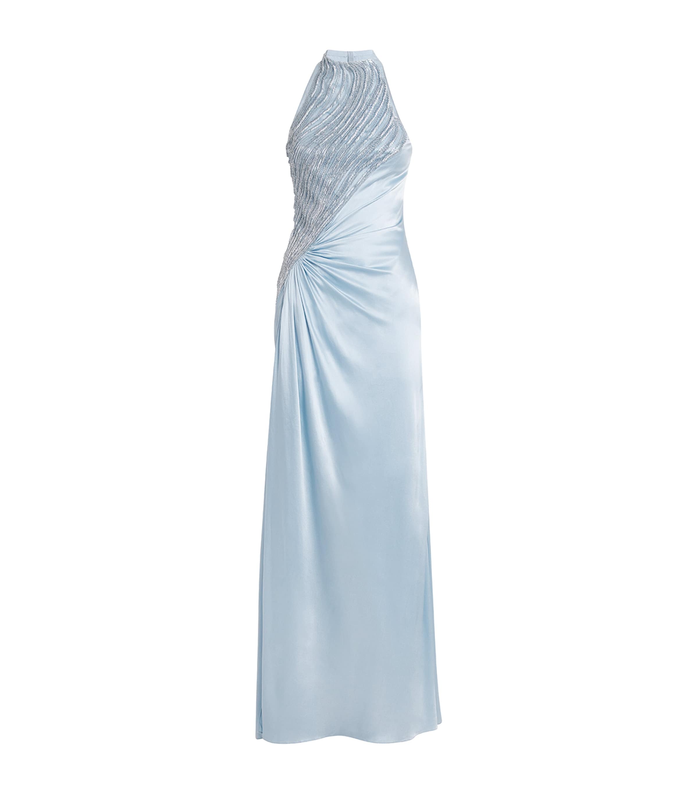 Gaurav Gupta Silk-blend Embellished Nephele Gown In Blue
