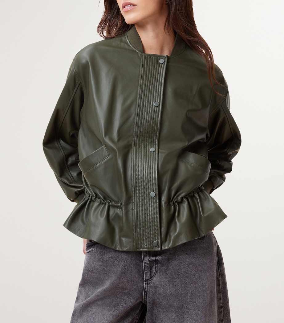 Leather Sofi Bomber Jacket MILITARY GREEN Image 5