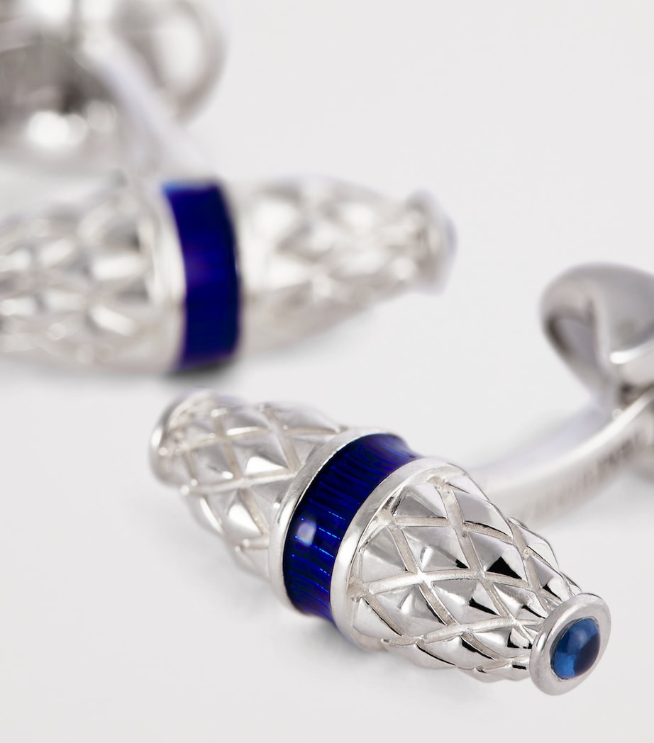 Sterling Silver Sapphire-Trim Cufflinks BLUE Image 5
