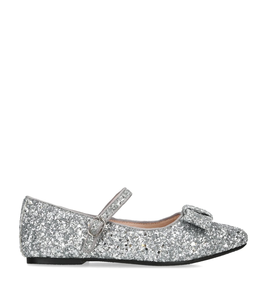 Age of Innocence Leather-Glitter Ellen Ballet Flats Silver Image 1