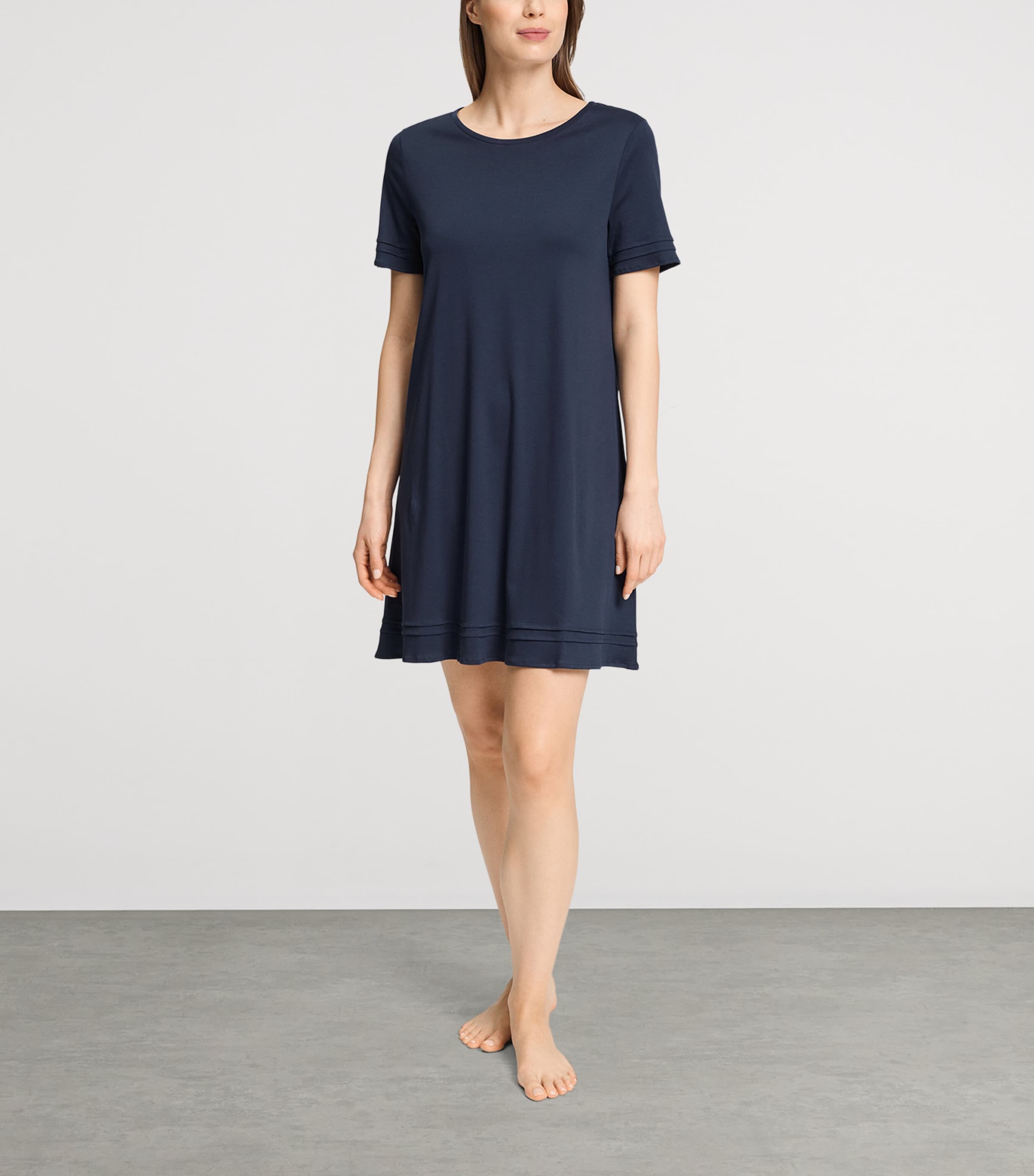 Hanro Womens Cotton Pilar Nightdress Deep Navy Image 4