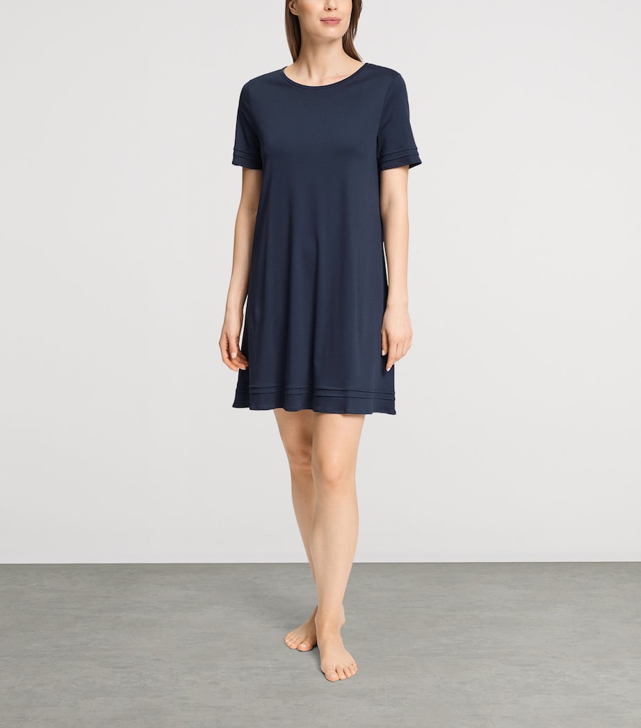 Hanro Womens Cotton Pilar Nightdress Deep Navy Image 4