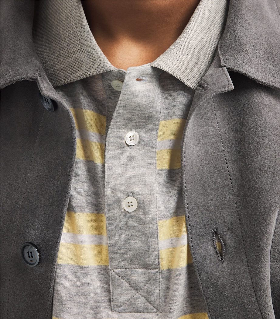 AMI Paris Mens Oversized Stripe Polo Shirt Grs Chn/junblnc Image 3