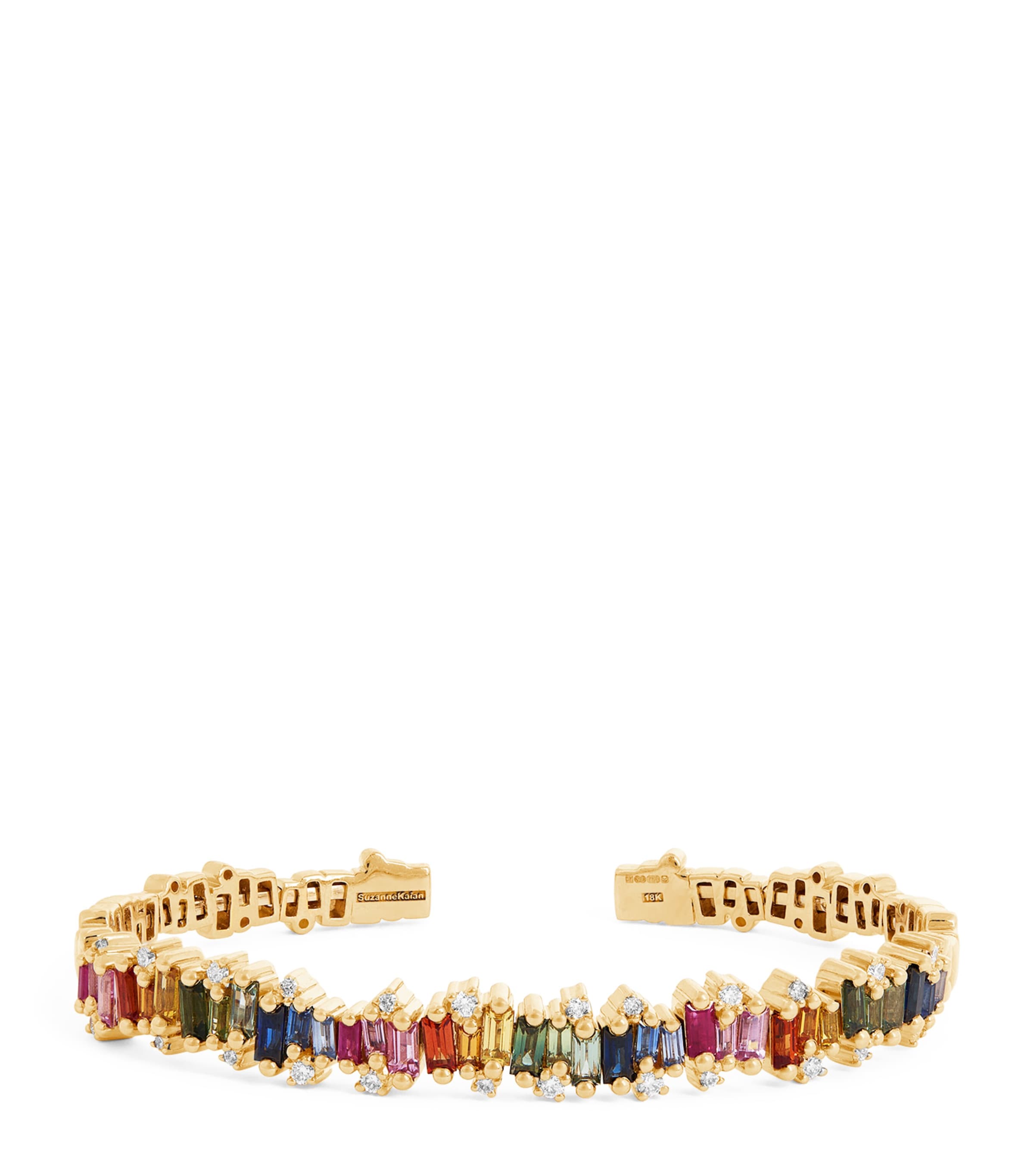 Suzanne Kalan Yellow Gold, Diamond and Rainbow Sapphire Shimmer Audrey Bangle Yg/rs Image 1