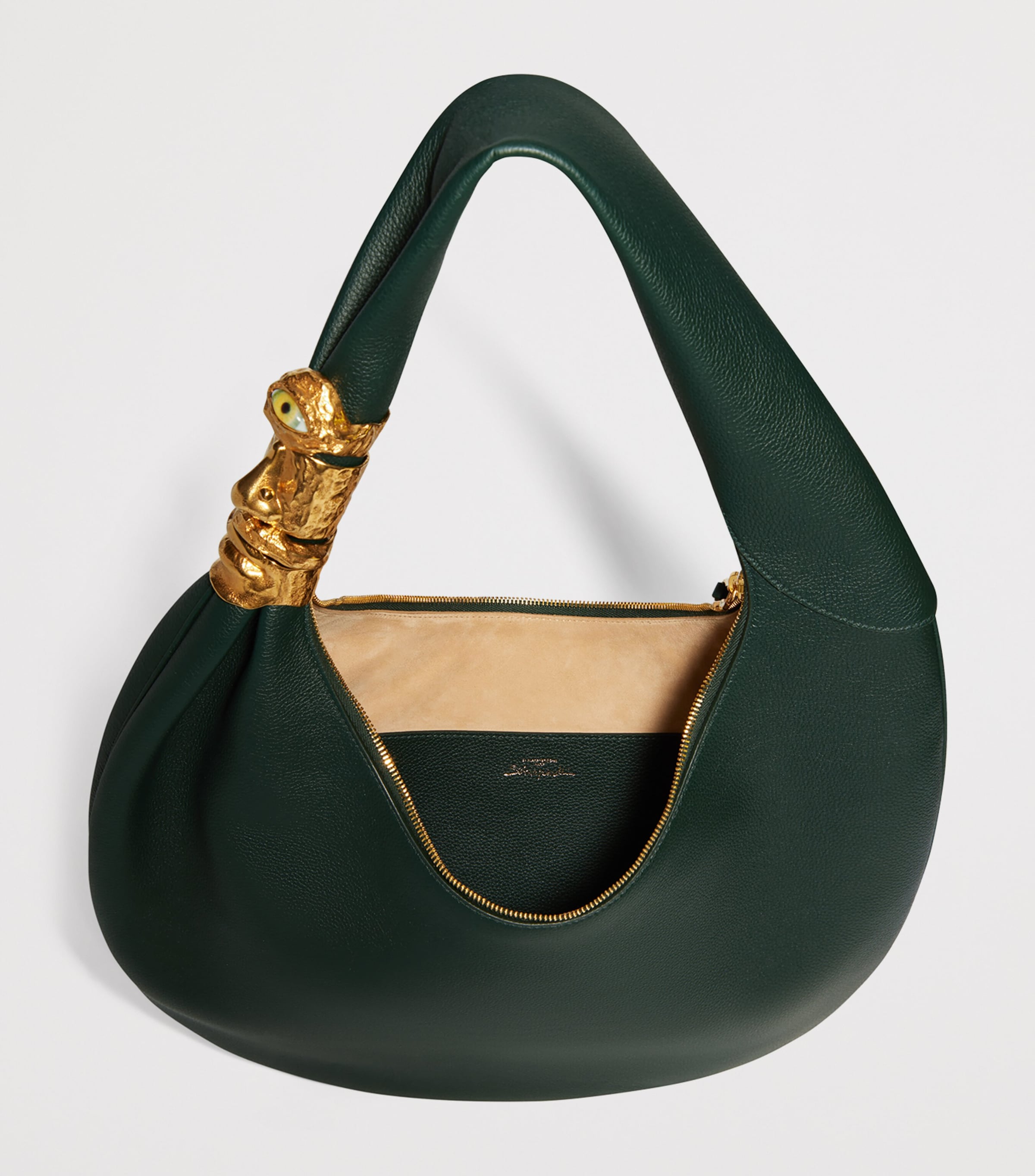 Schiaparelli Large Leather Soufflé Shoulder Bag Dark Green Image 8