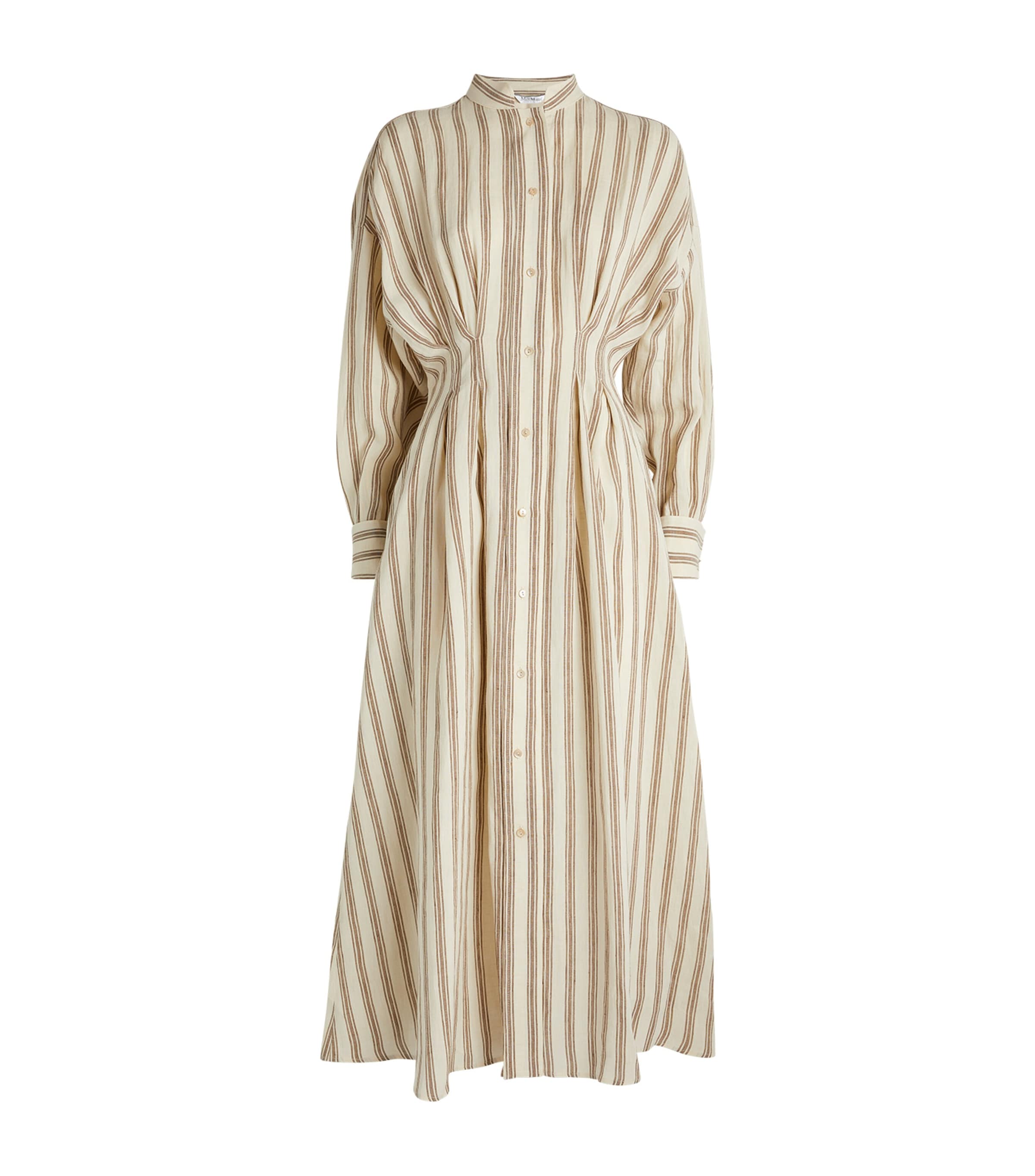 Max Mara Woman Maxi Dress Beige Size 16 Linen In Nude