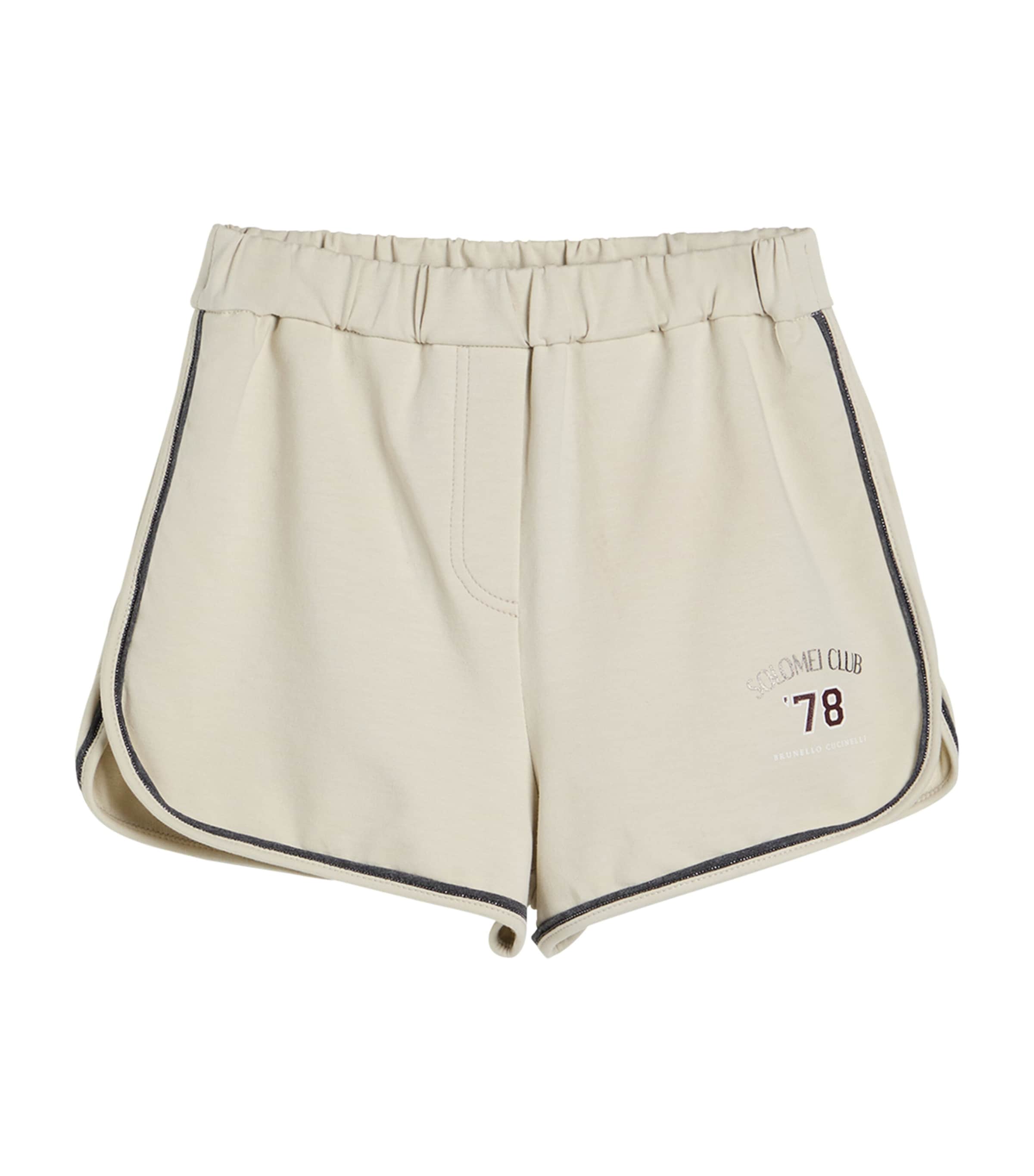 Brunello Cucinelli Stretch-cotton Logo Shorts In White
