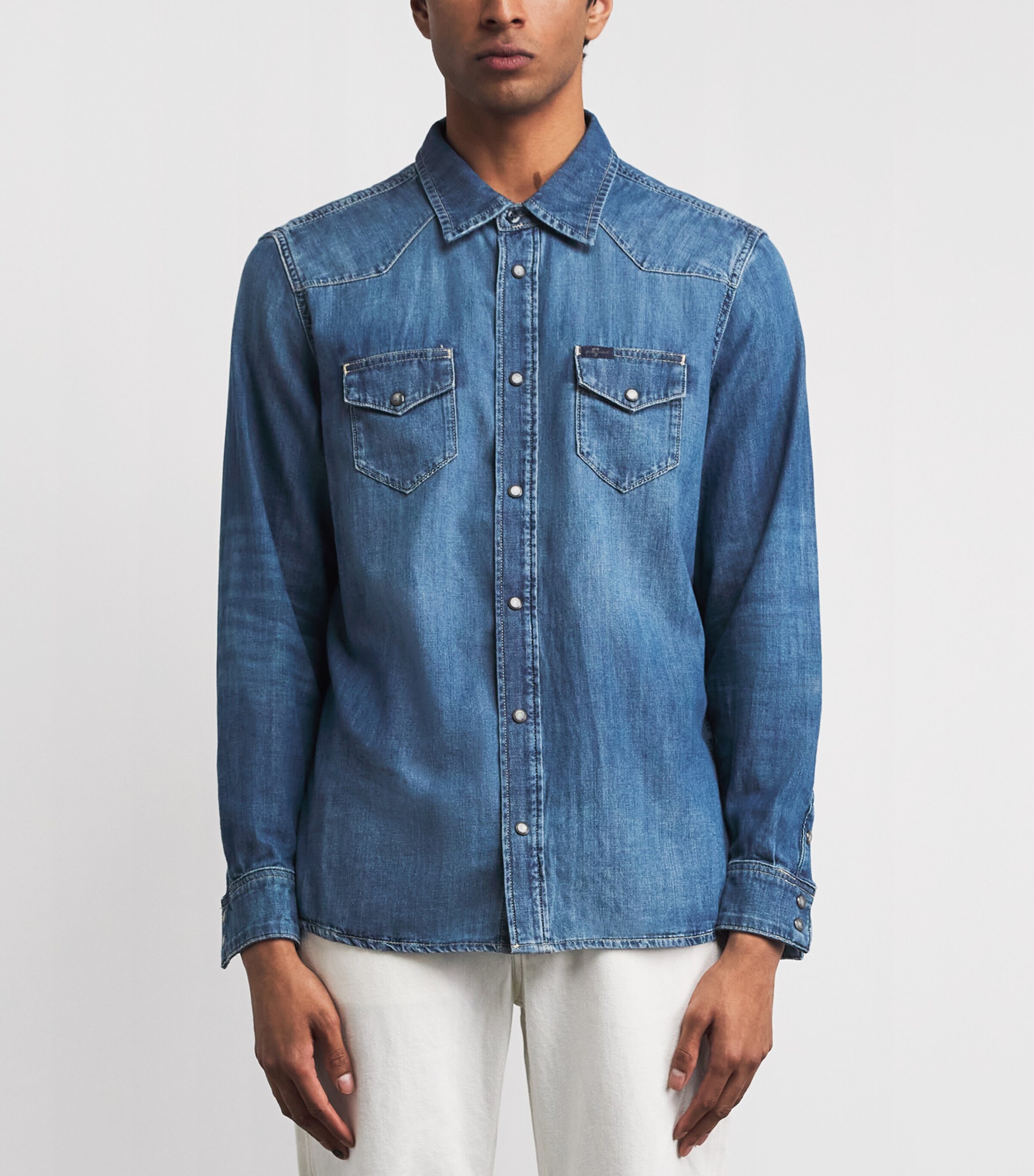 7 For All Mankind Mens Denim Shirt Border Image 4