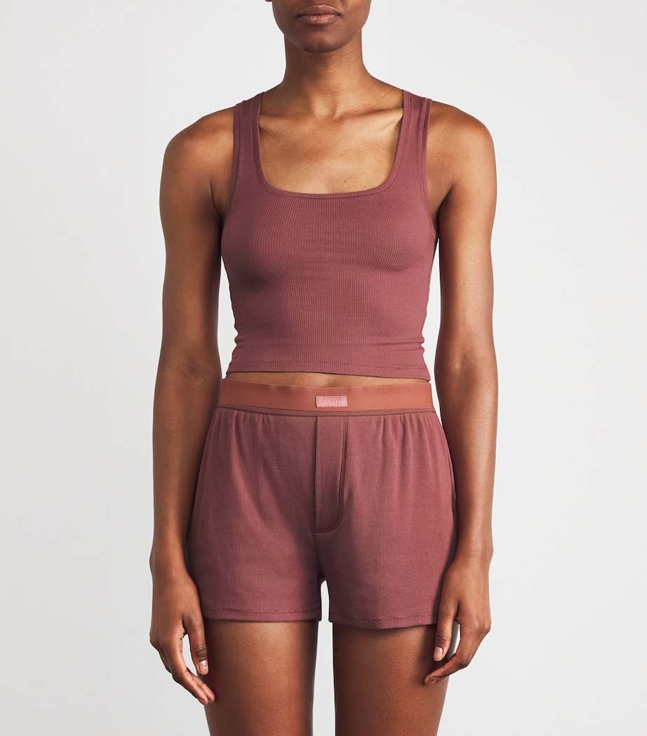 Stretch-Cotton Rib Tank Top REDWOOD Image 3