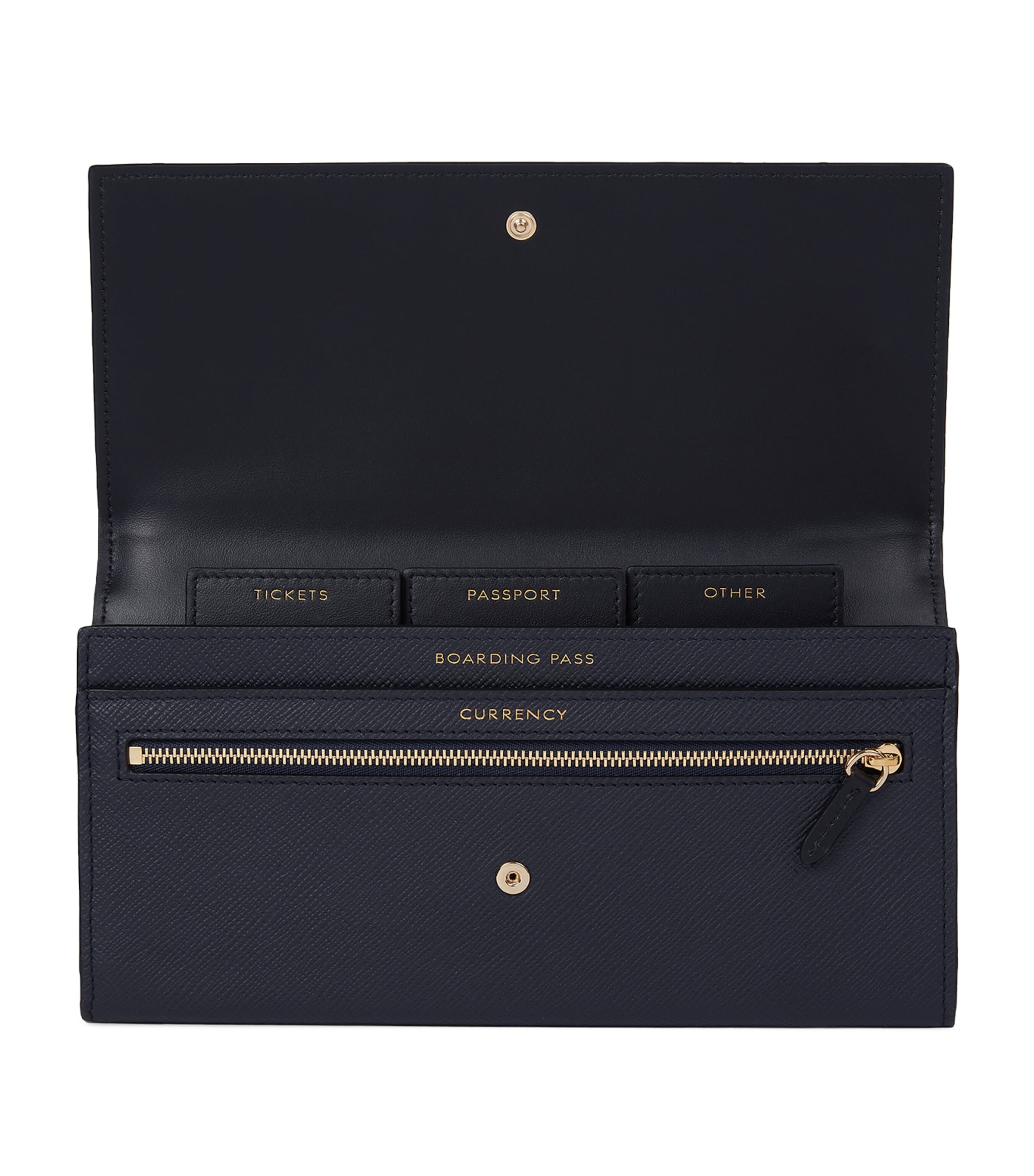 Leather Marshall Travel Wallet NAVY Image 4