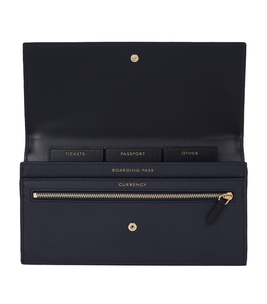Leather Marshall Travel Wallet NAVY Image 4