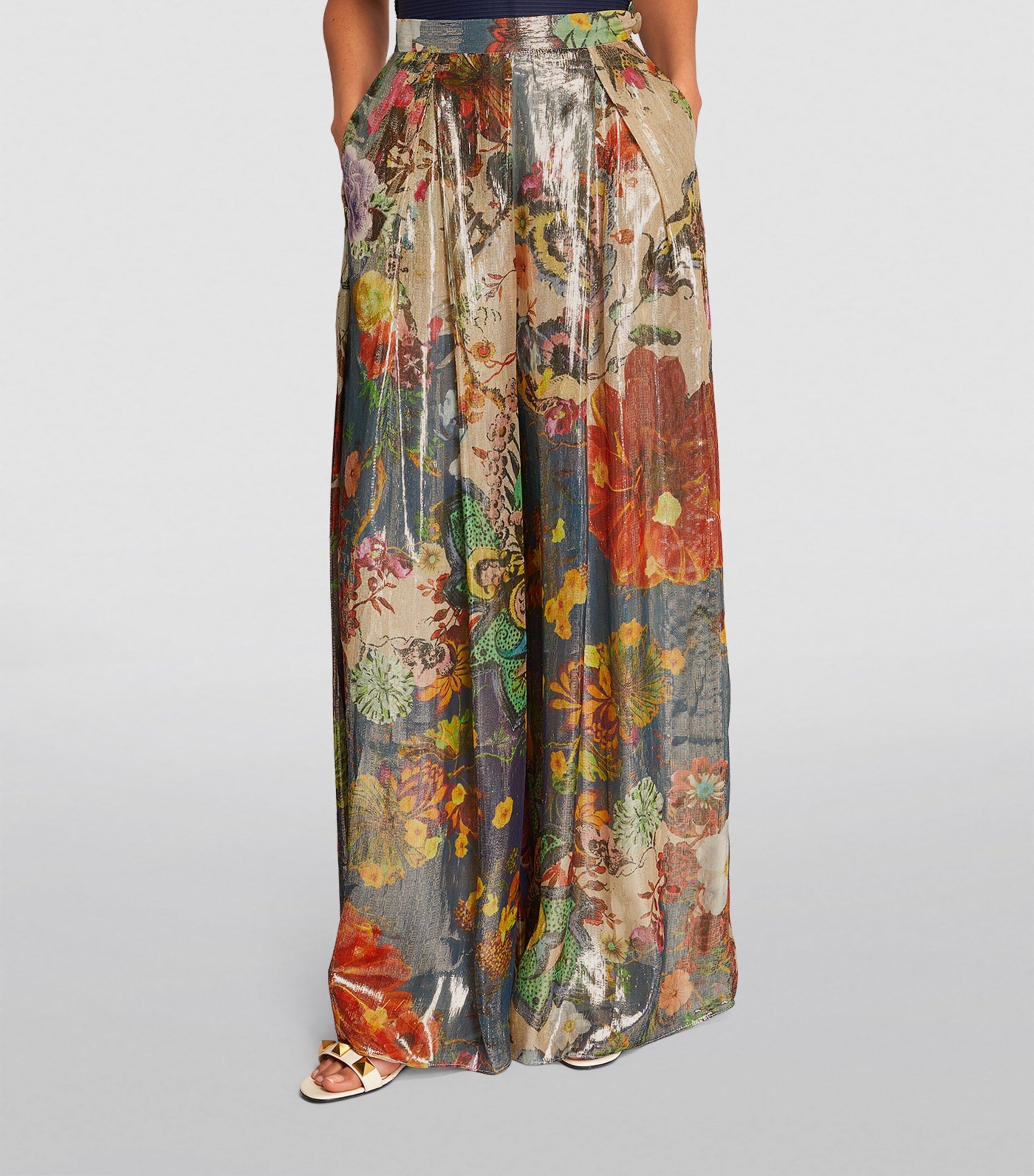 TORLOWEI Womens Silk Adora Trousers Okoye In Bloom Image 3