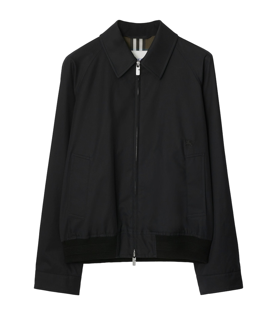 Burberry Mens Cotton Gabardine Chester Harrington Jacket Black Image 1