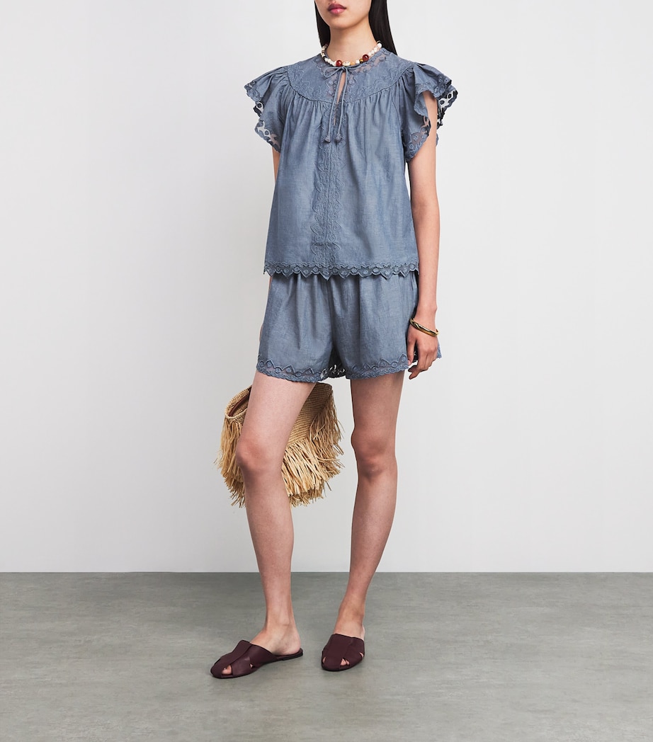 Embroidered Elowen Shorts CHB CHAMBRAY Image 2