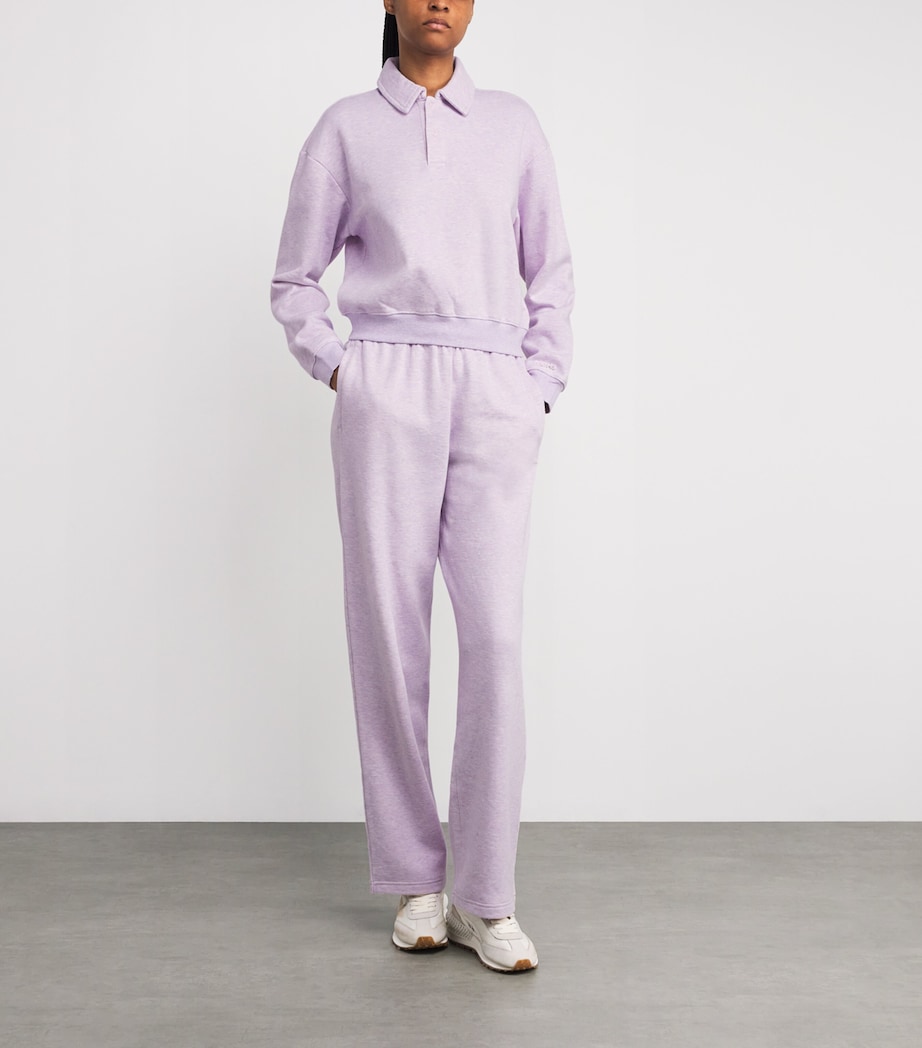 Cotton-Blend Fleece Polo Sweatshirt PURPLE HEATHER Image 2