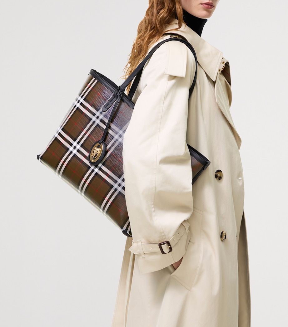 Burberry Small Check Tote Bag Chocolate Brown Image 3