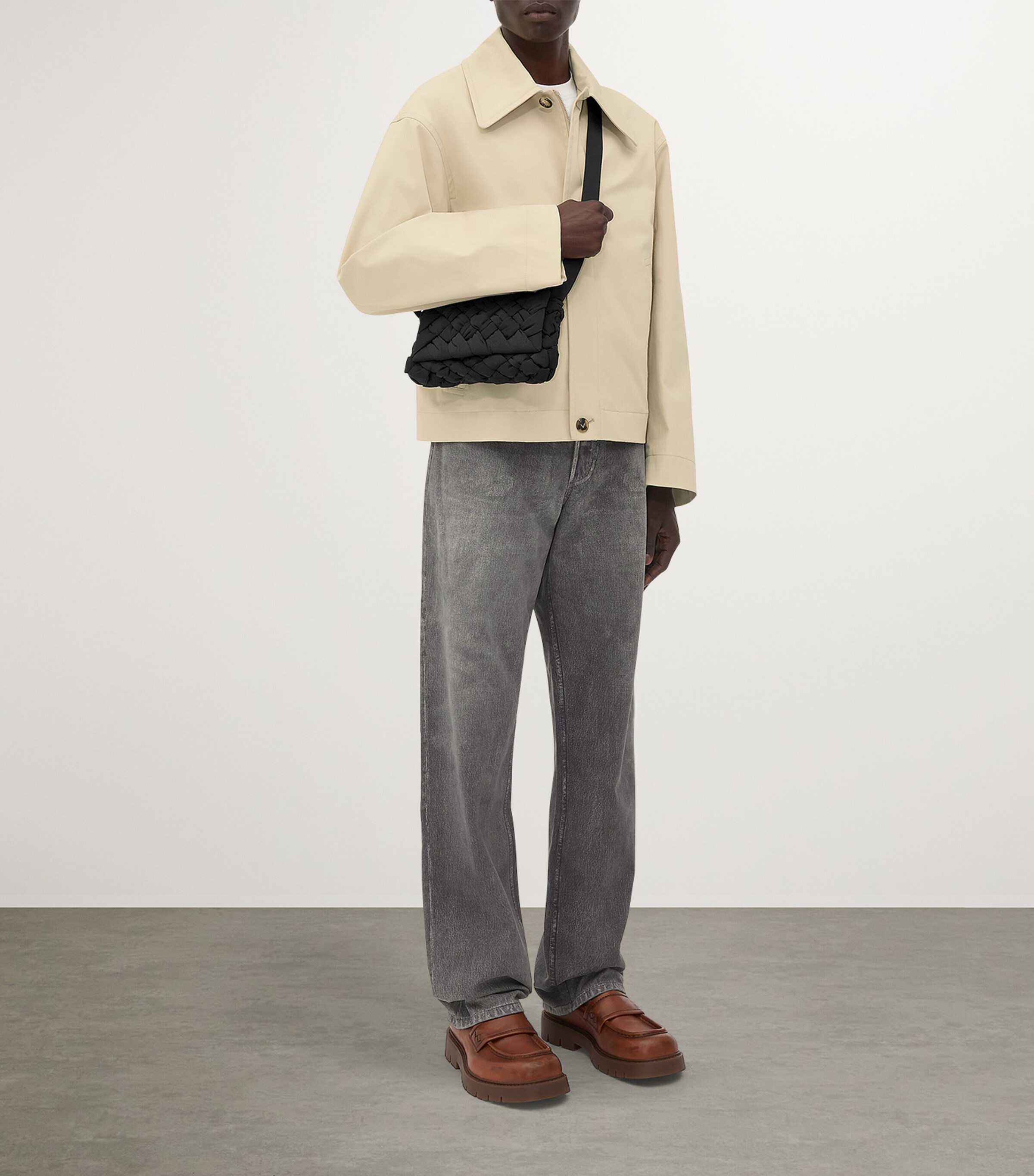 Bottega Veneta Grey Small Intrecciato Rumple Cross-Body Bag