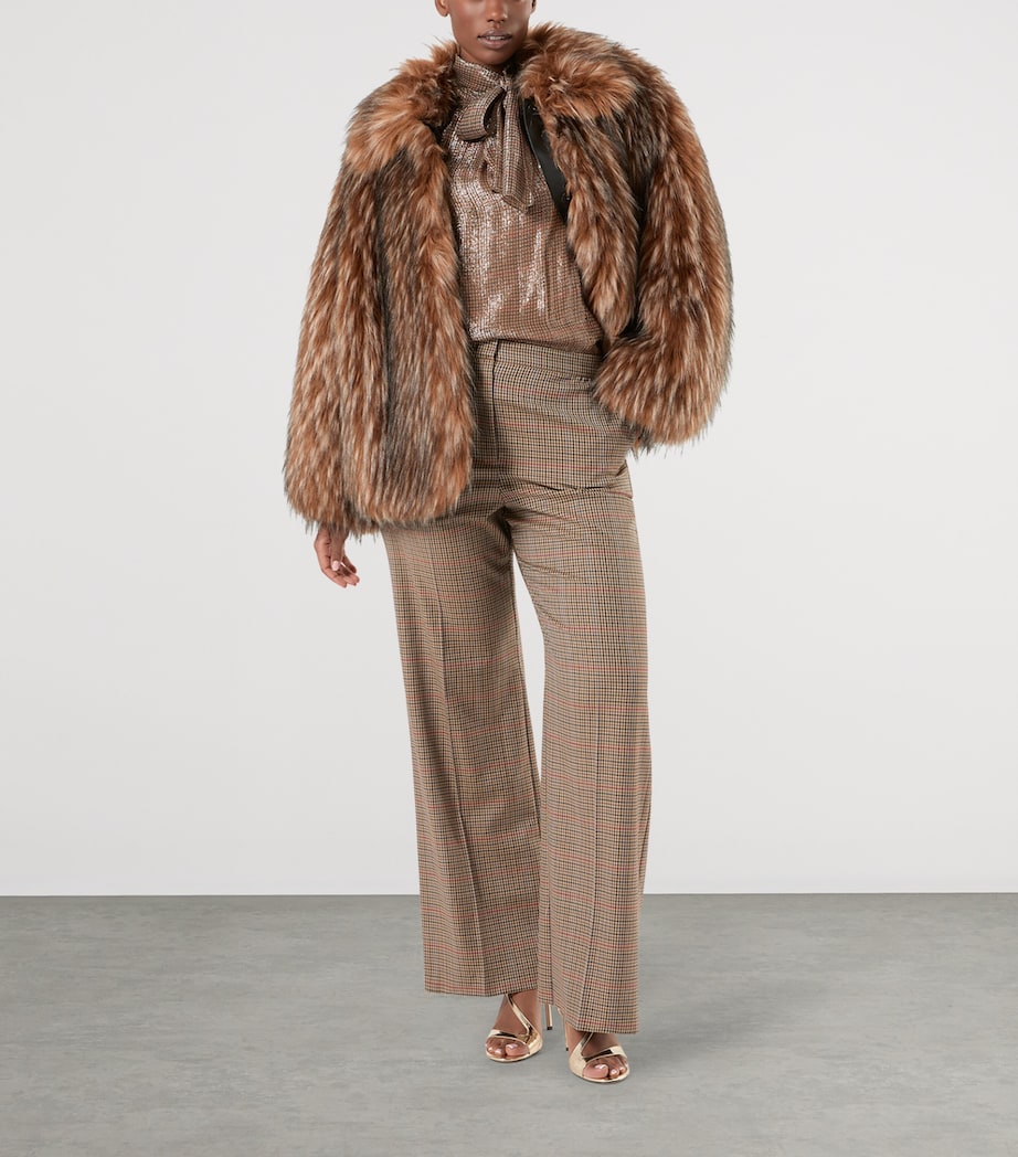 Marina Rinaldi Womens Silk Pussybow Blouse Gold Camel Image 2