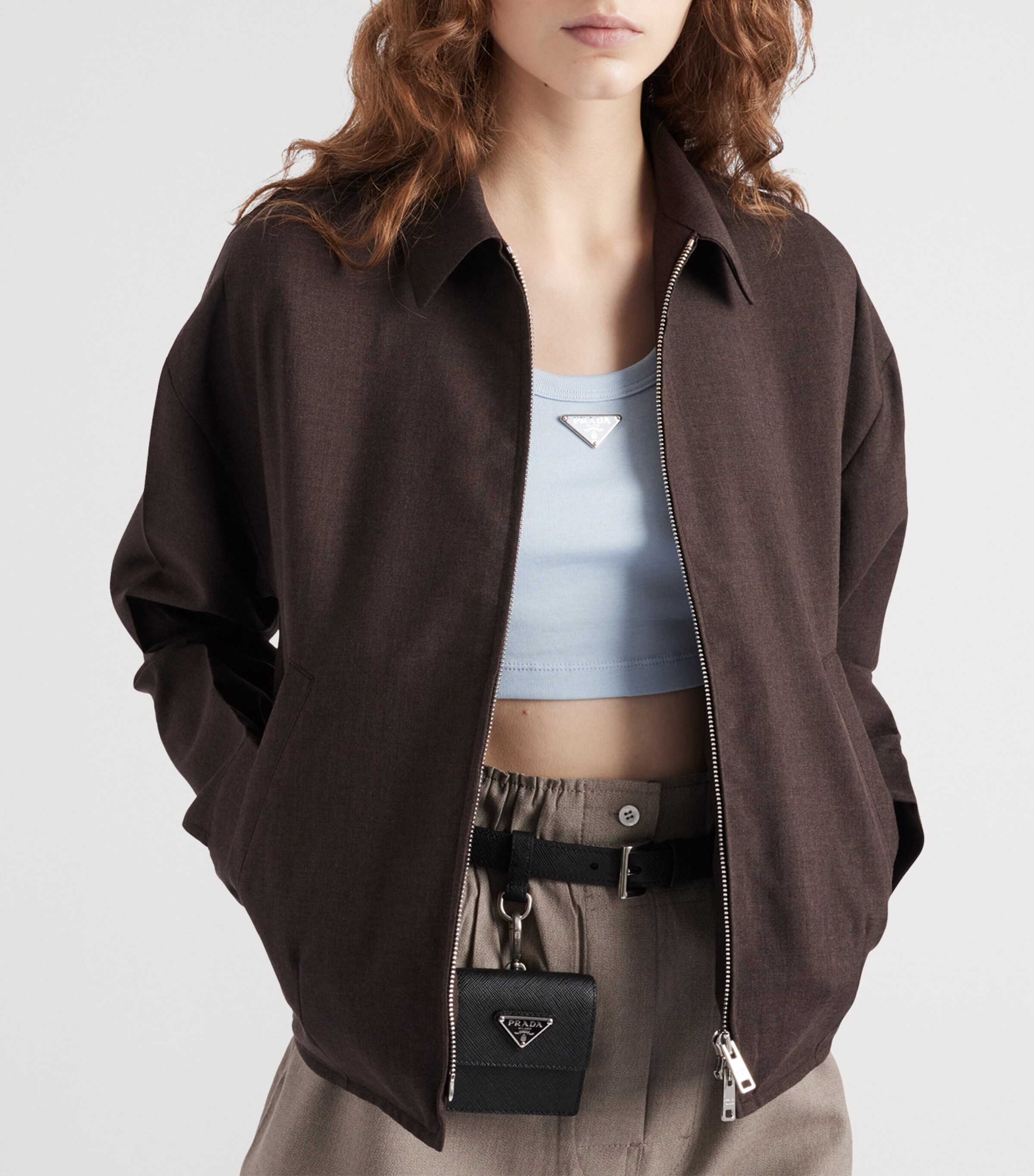 Prada Womens Cotton Ribbed Crop Top Image 3