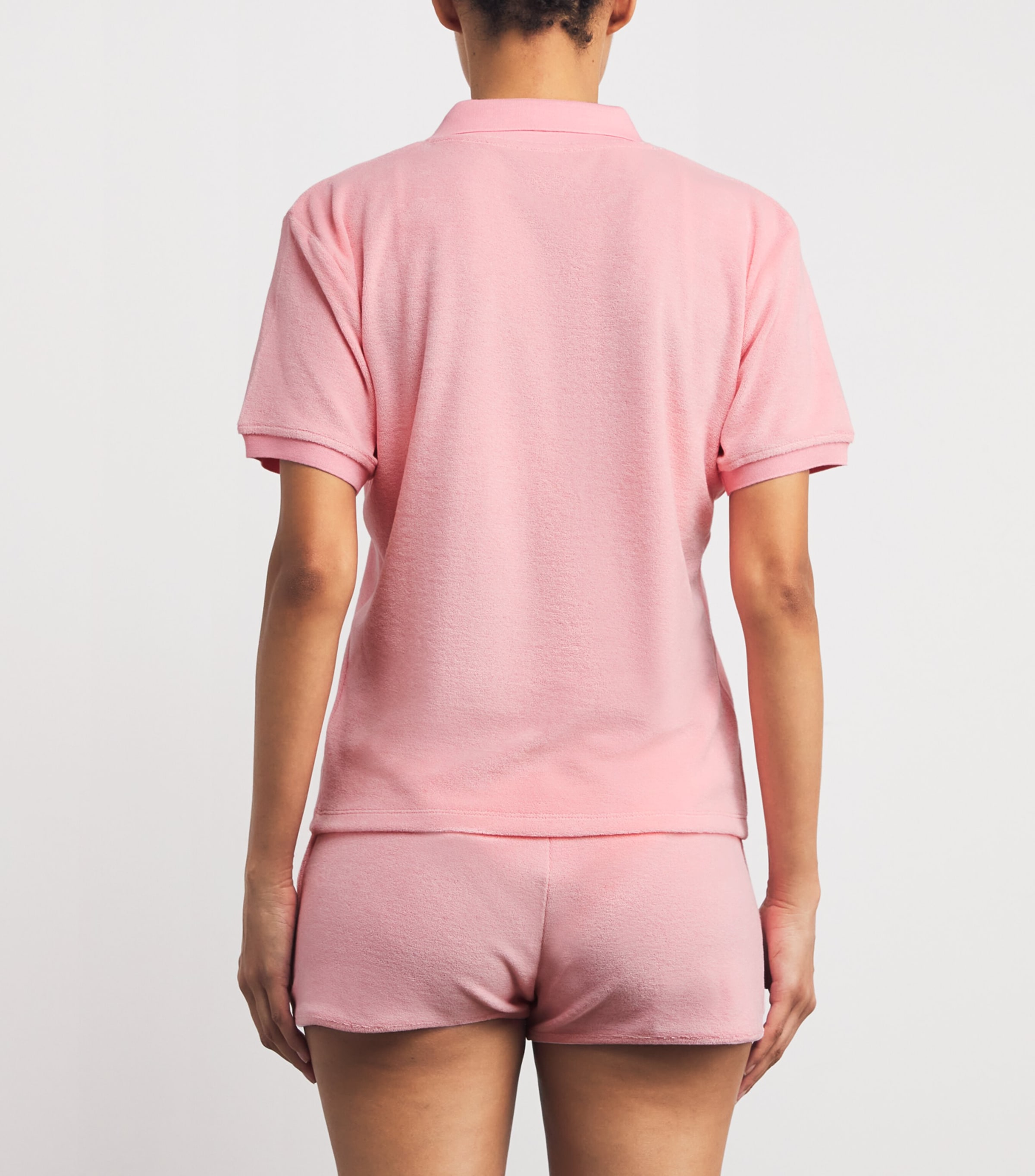 Cotton Terry Towelling Polo Shirt PINK Image 4