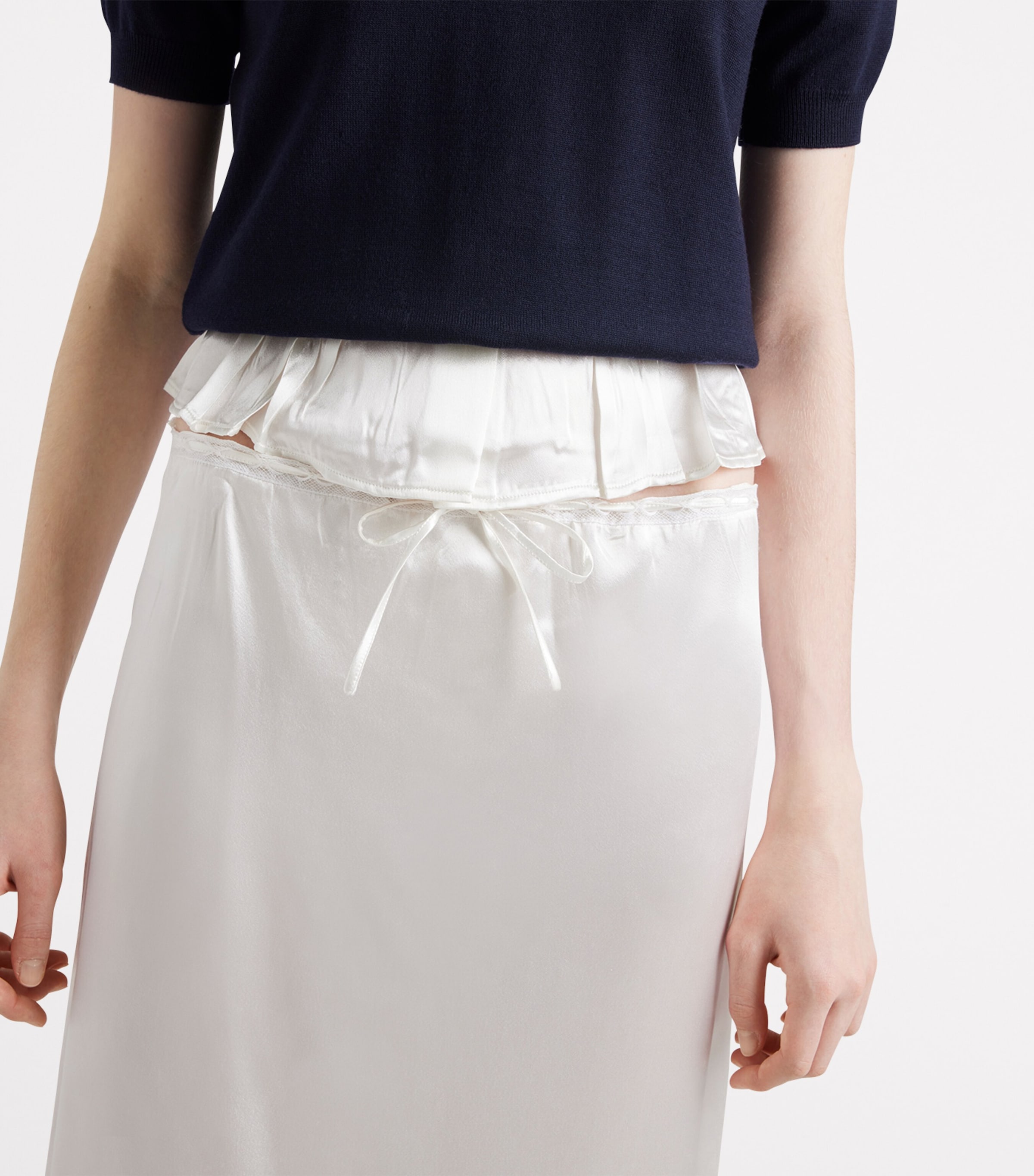 Prada Womens Satin Embroidered Skirt Image 5