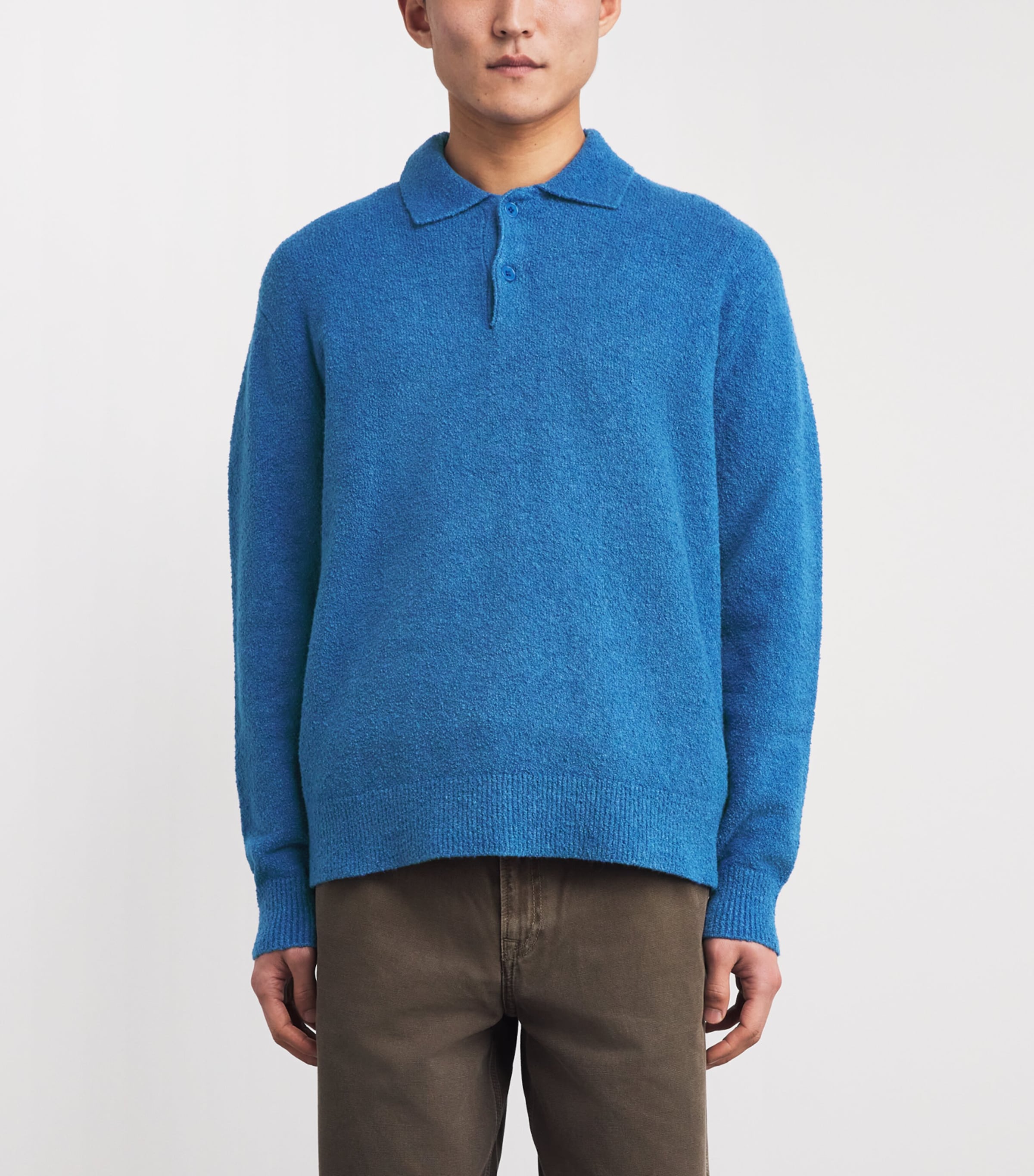 SAMSOE SAMSOE Mens Cotton-Blend Polo Sweater Bright Cobalt Image 3