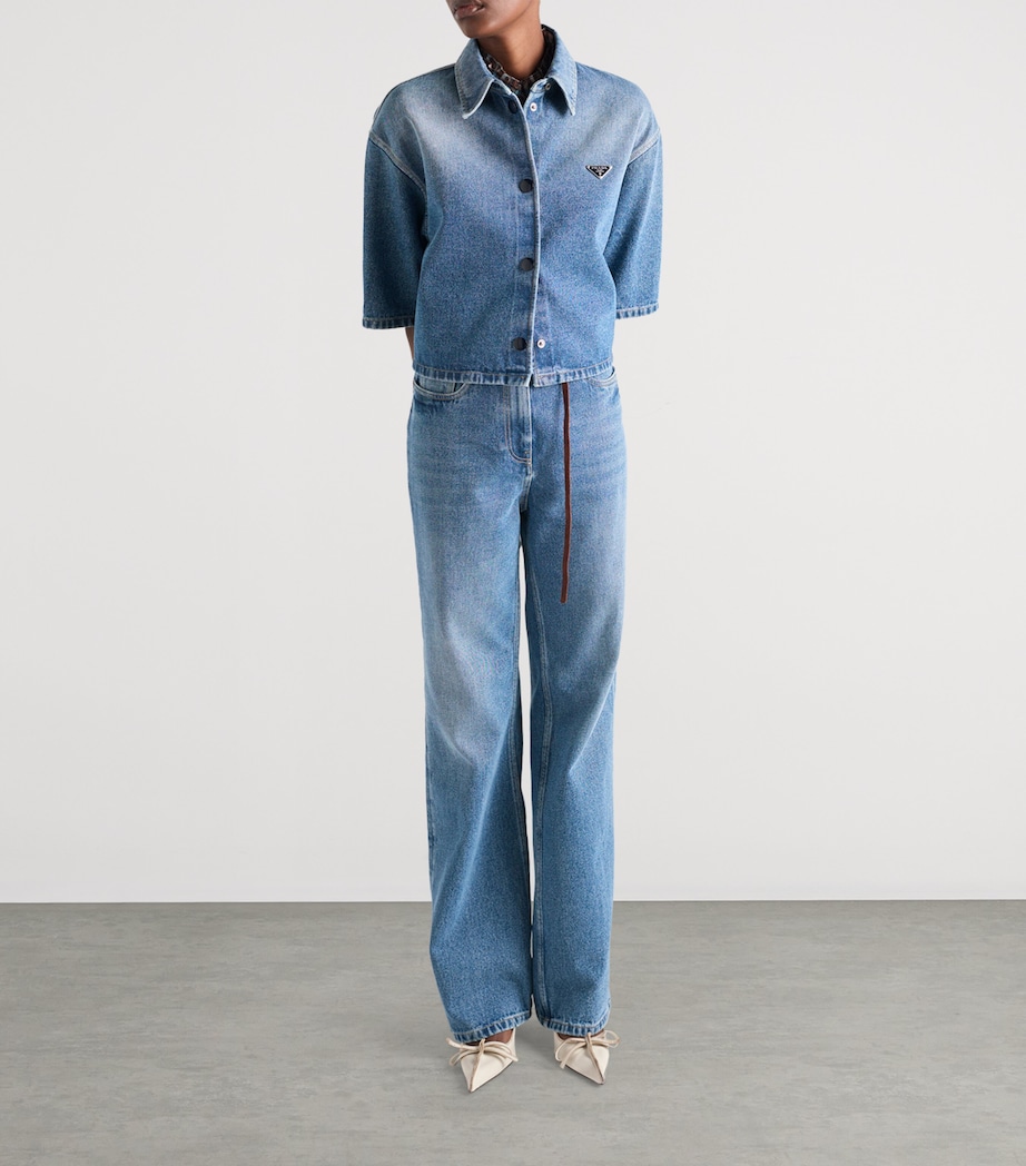 Denim Cropped Shirt F0V3N Image 6