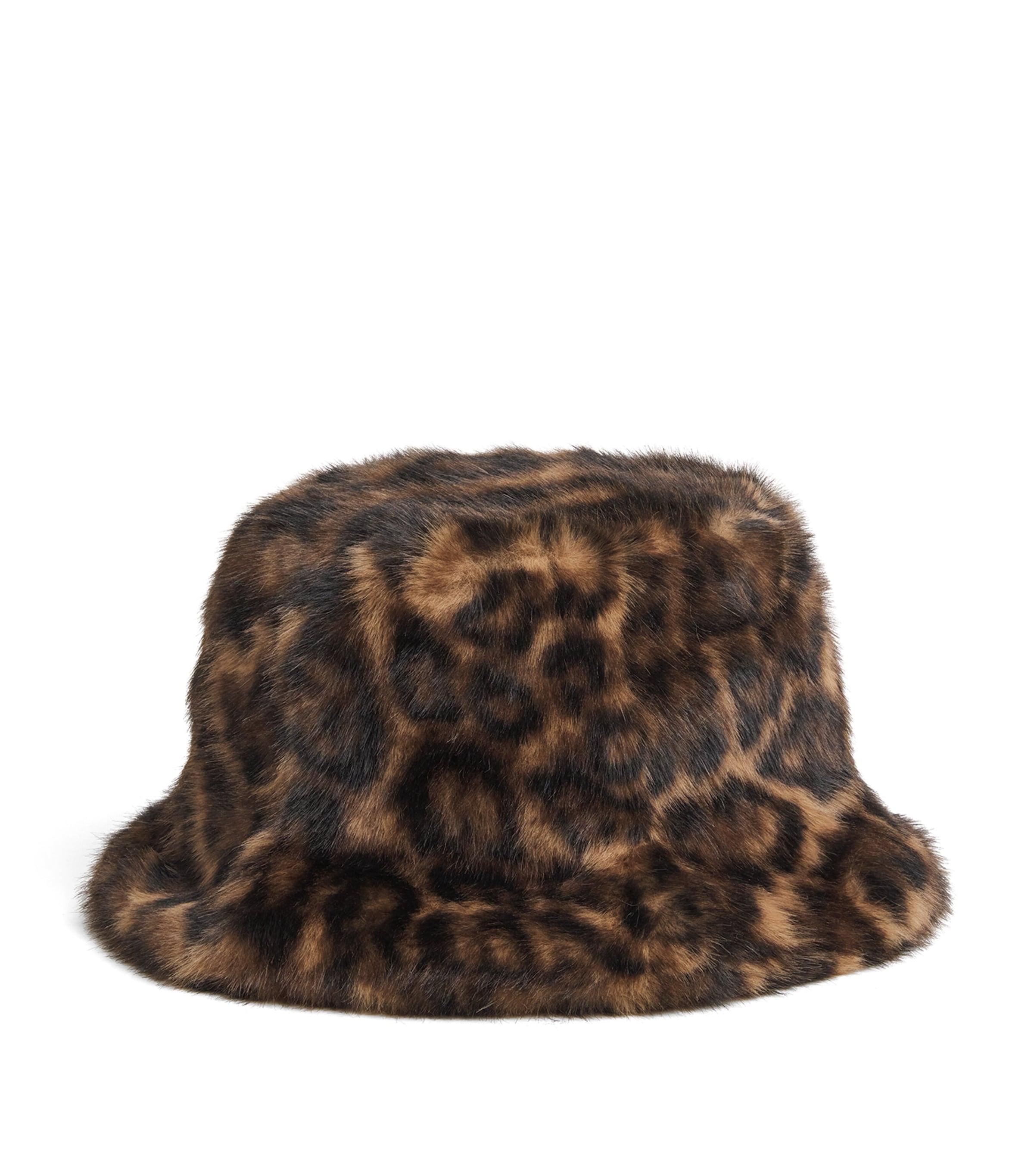 Claudie Pierlot Faux Fur Leopard Bucket Hat In Brown
