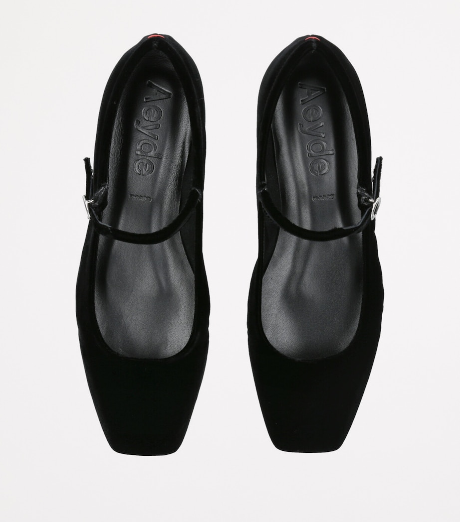 aeyde Velvet Uma Mary Jane Ballet Flats Black Image 4