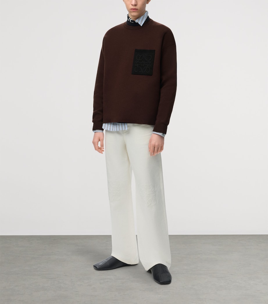LOEWE Mens Anagram-Pocket Sweatshirt Dark Brown/black Image 2