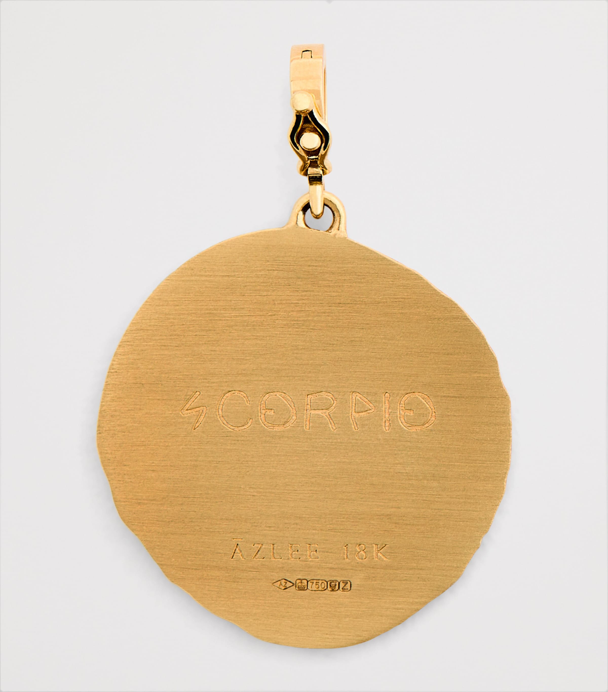 Large Yellow Gold and Diamond Scorpio Coin Charm YELLOW GOLD Image 3
