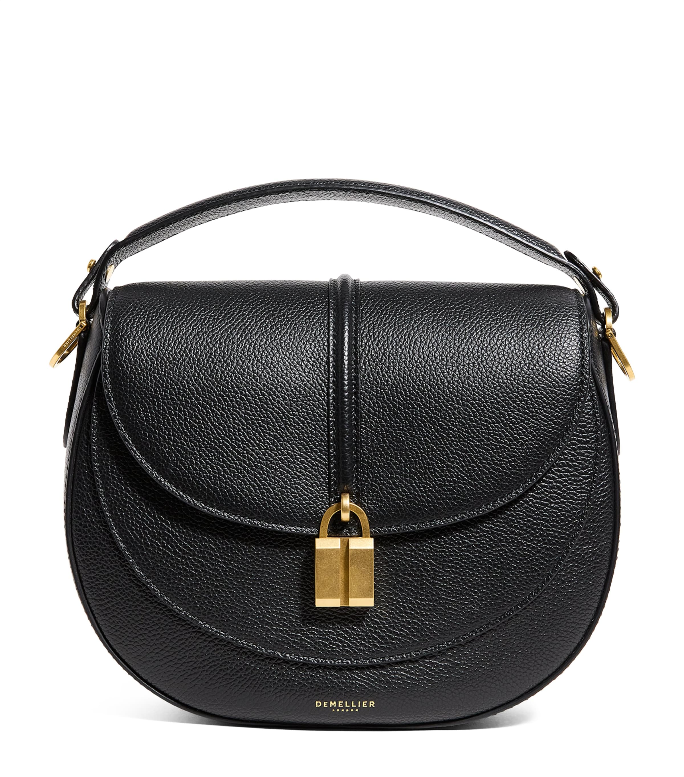 Demellier Small Leather Siena Saddle Bag In Black