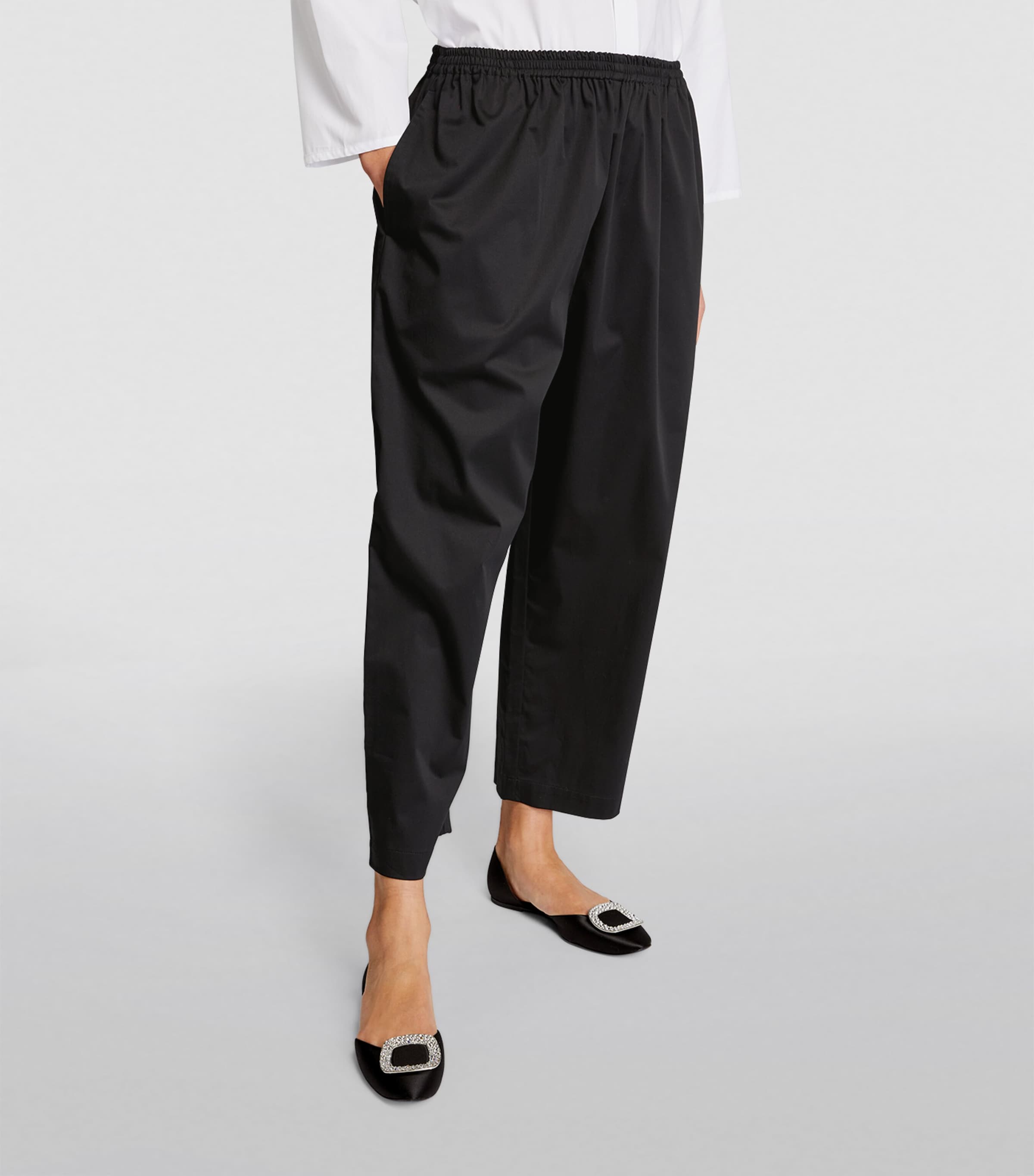 Cropped Japanese Trousers BLACK Image 5