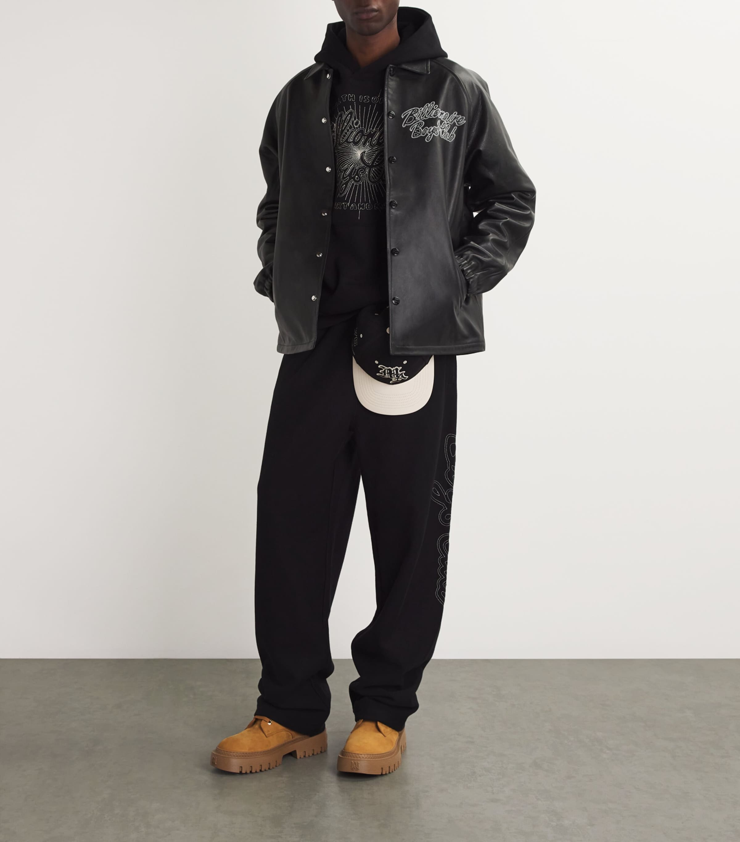 Billionaire Boys Club Mens Leather Collared Jacket Black Image 2