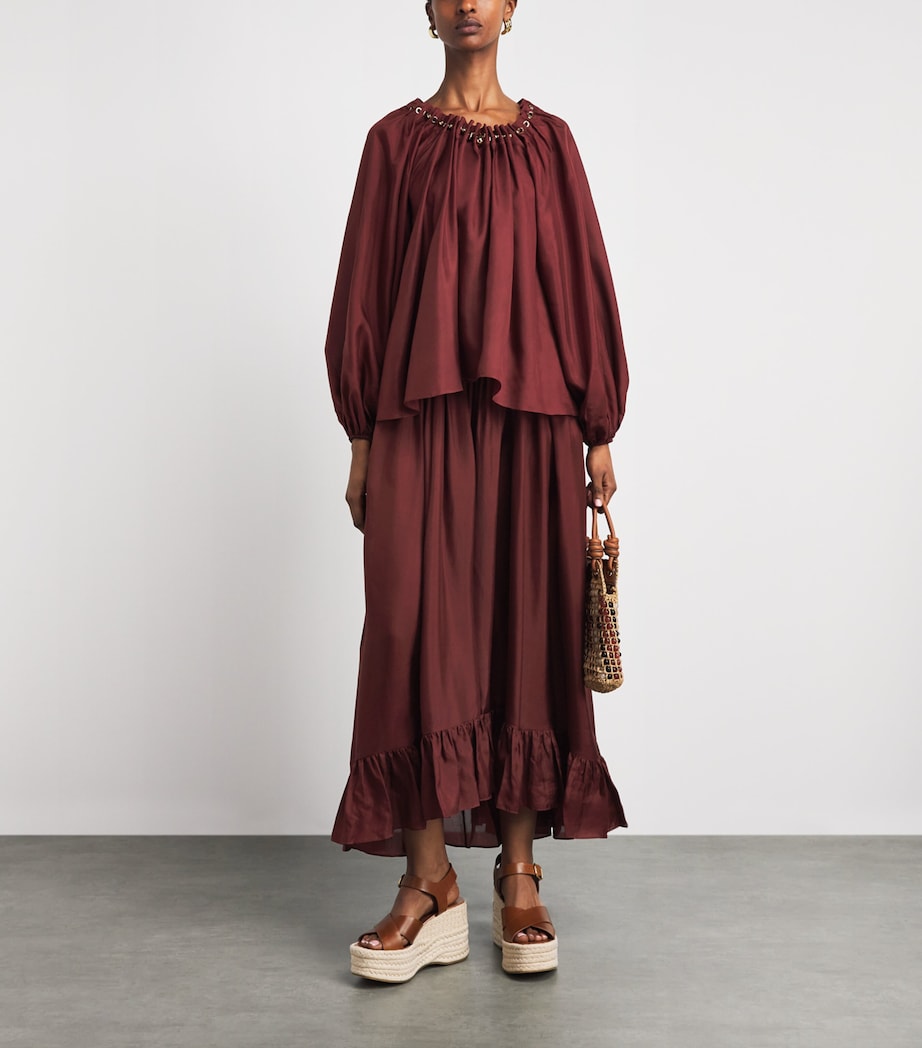 Zimmermann Womens Silk Beaded Aster Blouse Merlot Image 2