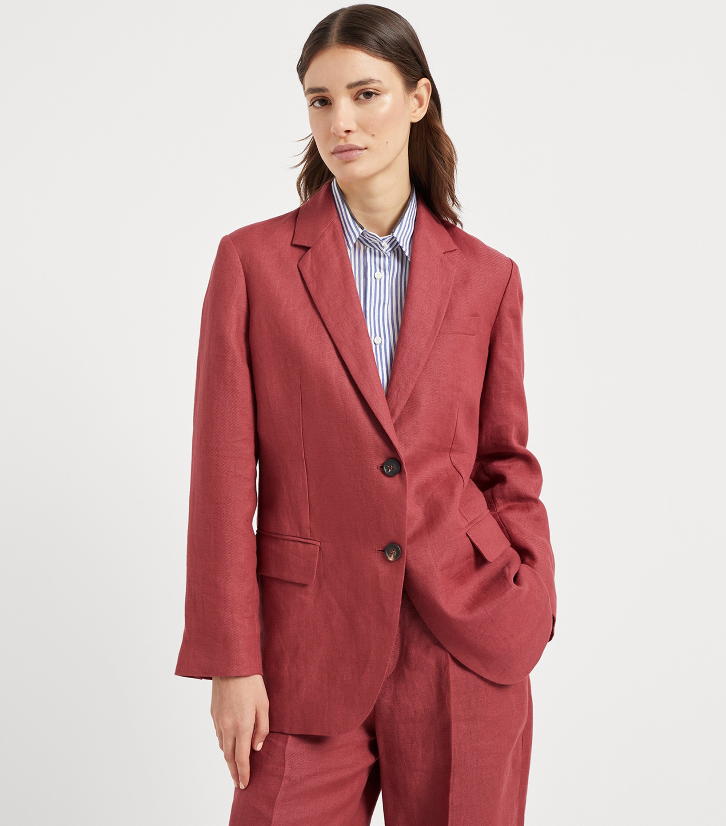ベスト・ジレ BRUNELLO CUCINELLI Double-breasted hemp and linen blazer 552d1dd3c8a1f2014eff4cbbdc9410