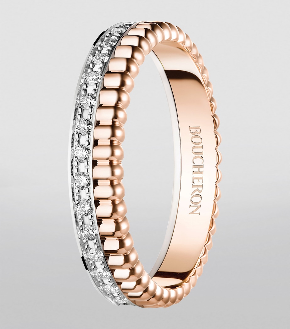 Rose Gold, White Gold and Diamond Quatre Radiant Wedding Band Image 3