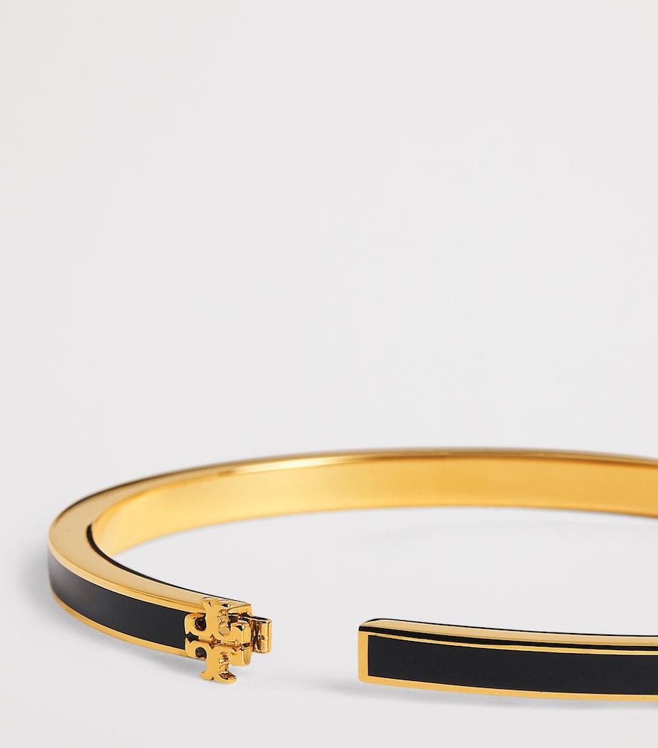 Tory Burch Gold-Plated Enamel Thin Icon Bangle Tory Gold / Blck Image 4