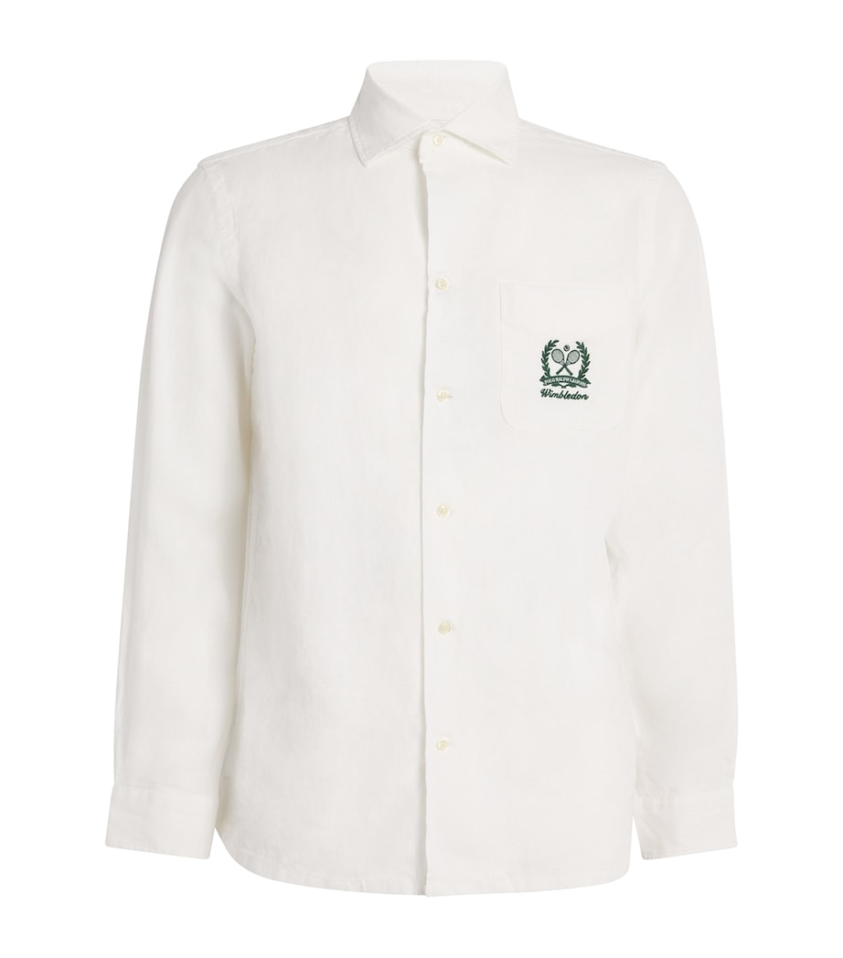 Polo Ralph Lauren Mens x Wimbledon Linen Logo Crest Shirt White Image 1