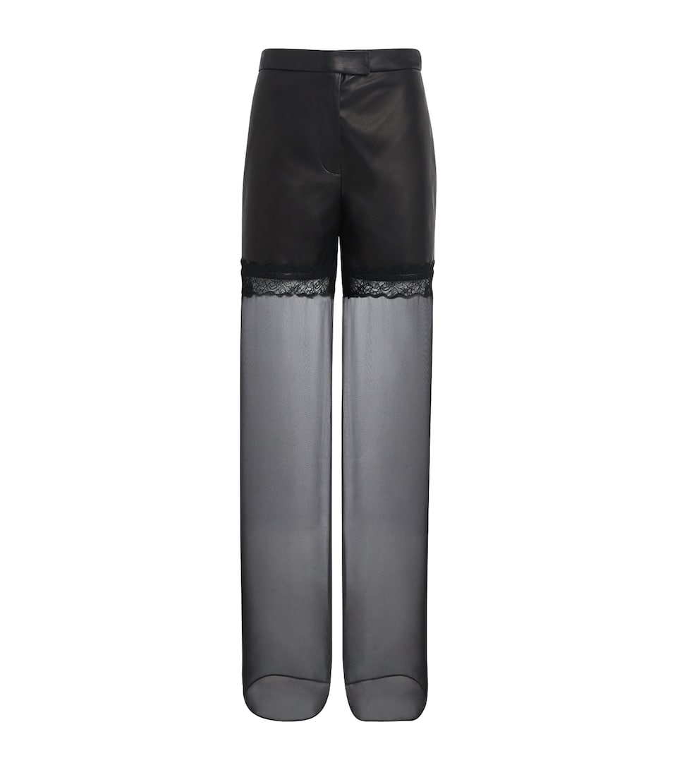 Leather Hybrid Wide-Leg Trousers