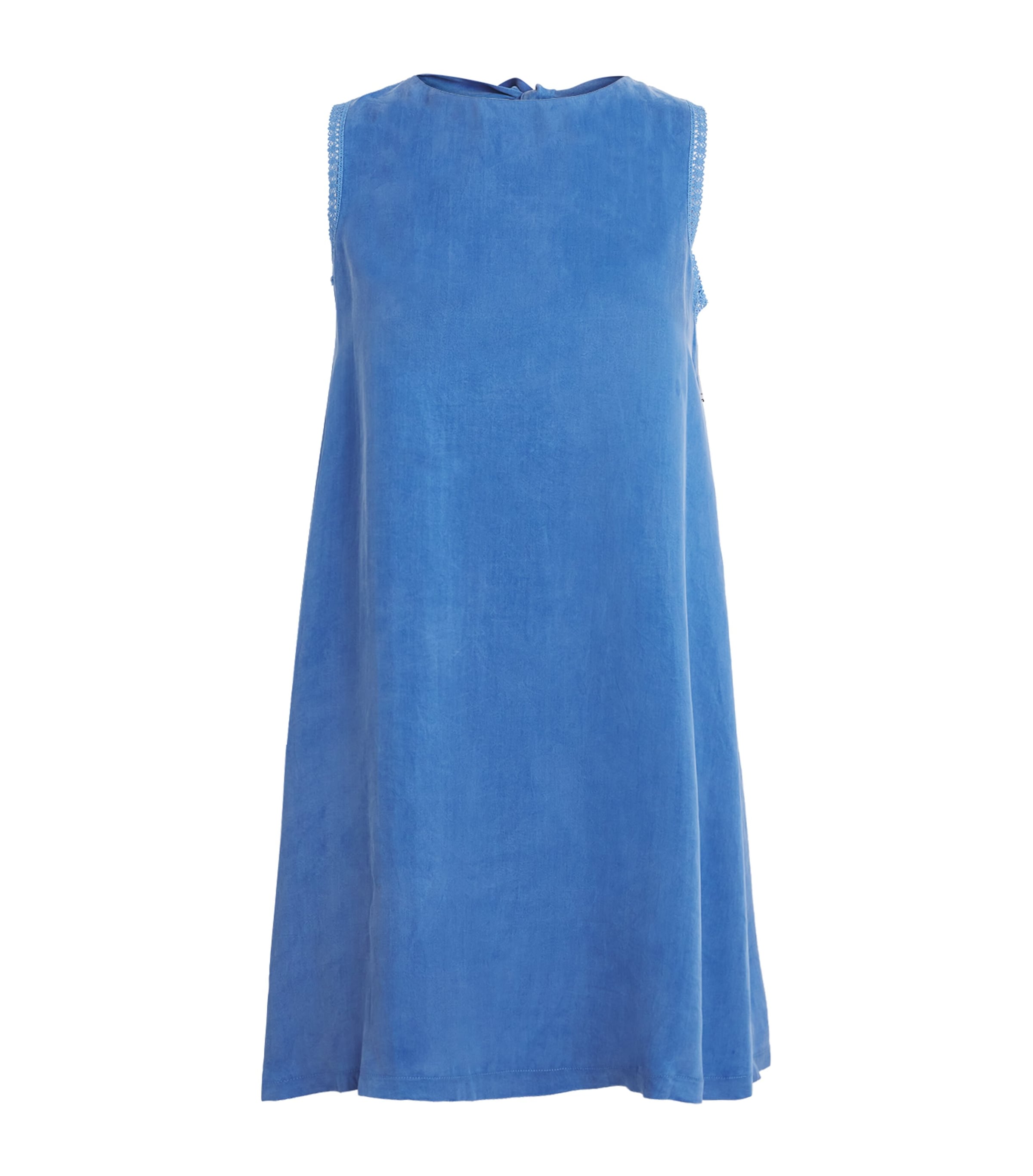 Claudie Pierlot Womens Lace-Trim Babydoll Mini Dress Amsterdam Blue Image 1
