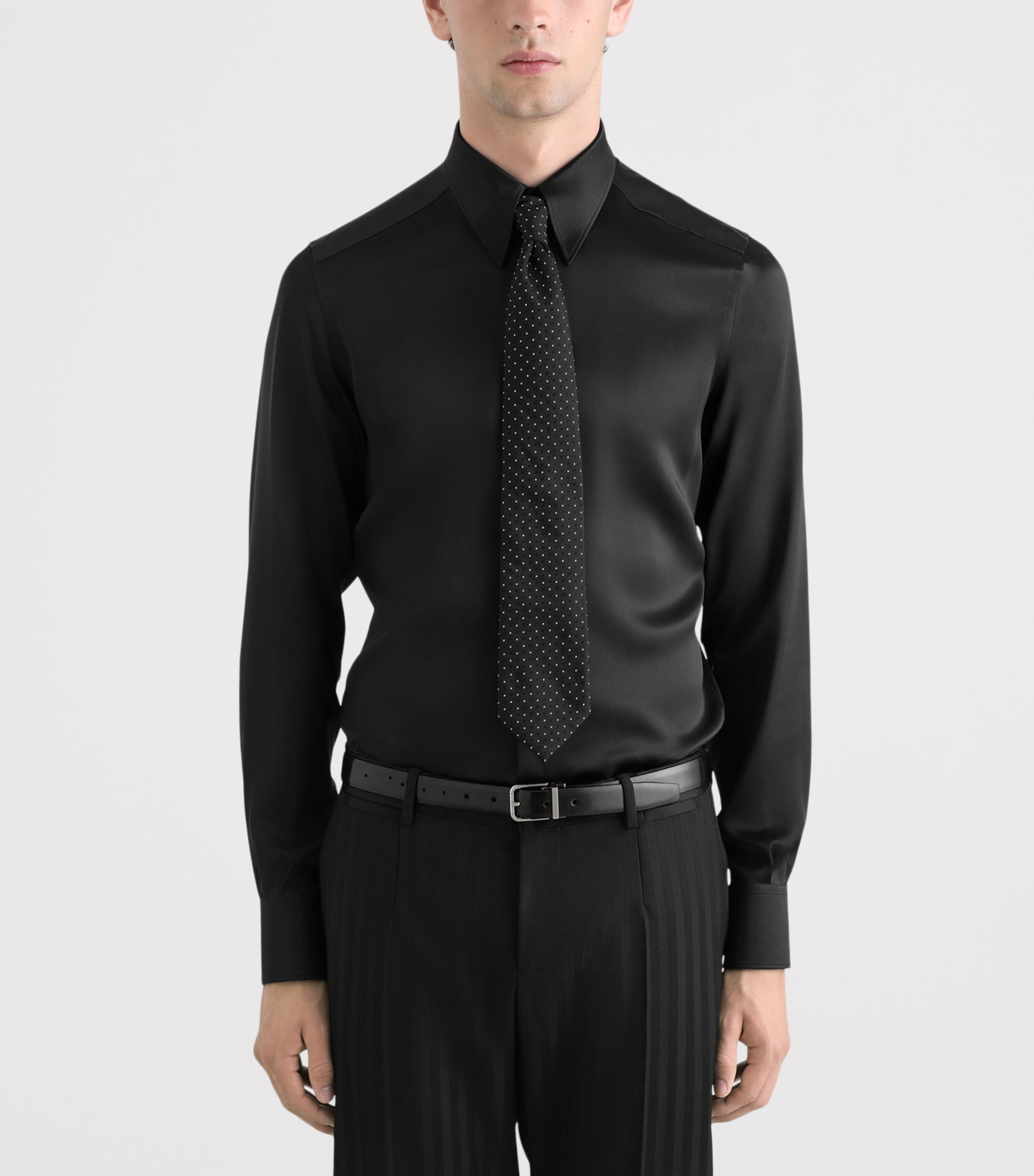 Silk Polka-Dot Tie N0000-BLACK Image 2