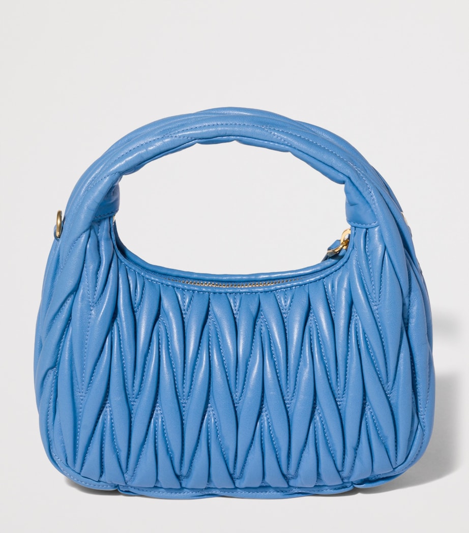 Miu Miu Matelassé Leather Wander Top-Handle Bag Light Blue Image 3