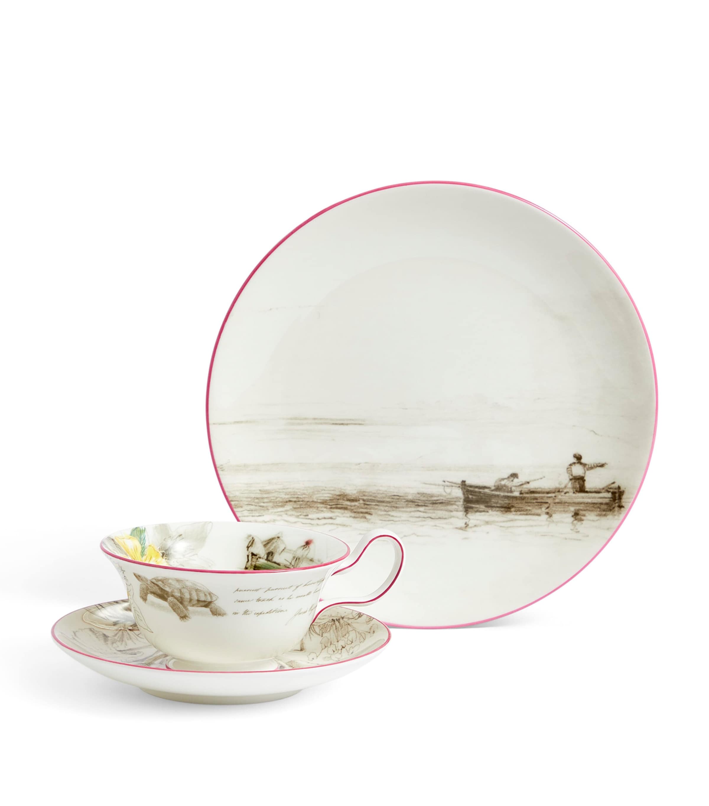 Wedgwood Voyage Of The Beagle Galapagos Islands Plate, Teacup And Saucer Set