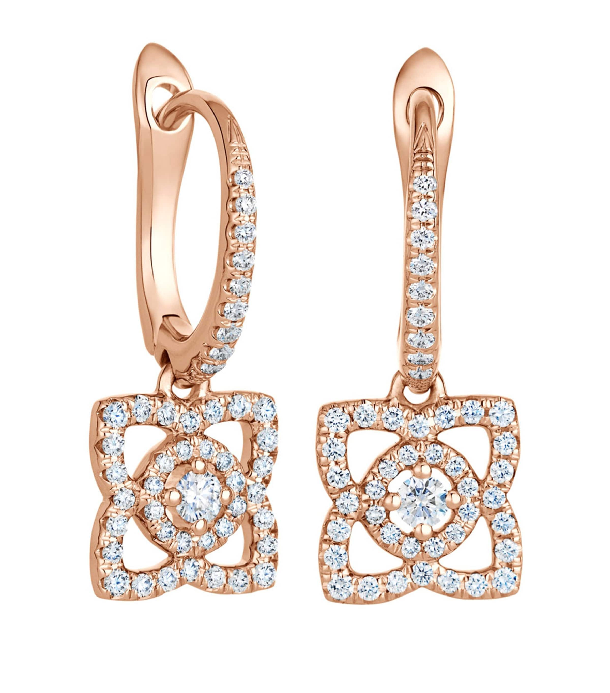 De Beers Rose Gold And Diamond Enchanted Lotus Sleeper Earrings