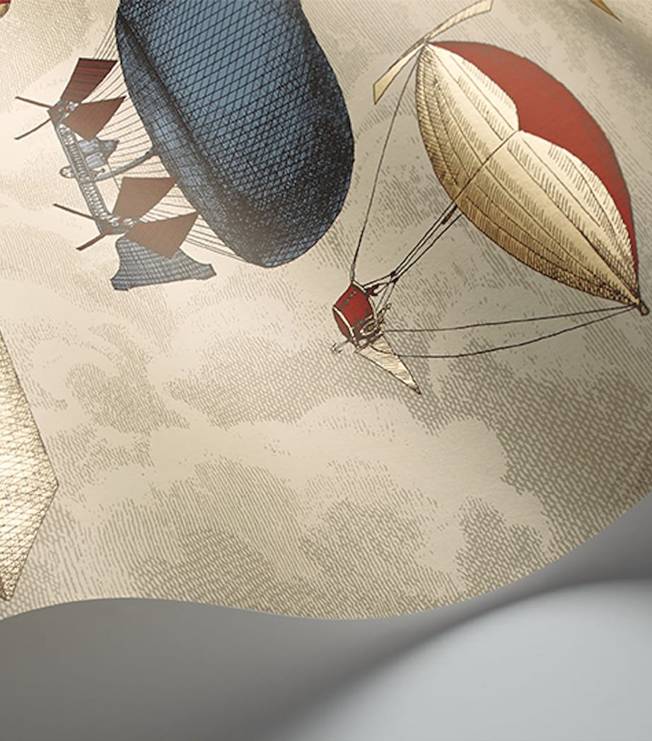 x Fornasetti Set of 2 Macchine Volanti Wallpaper Rolls STONE, ROUGE & BLUE Image 2